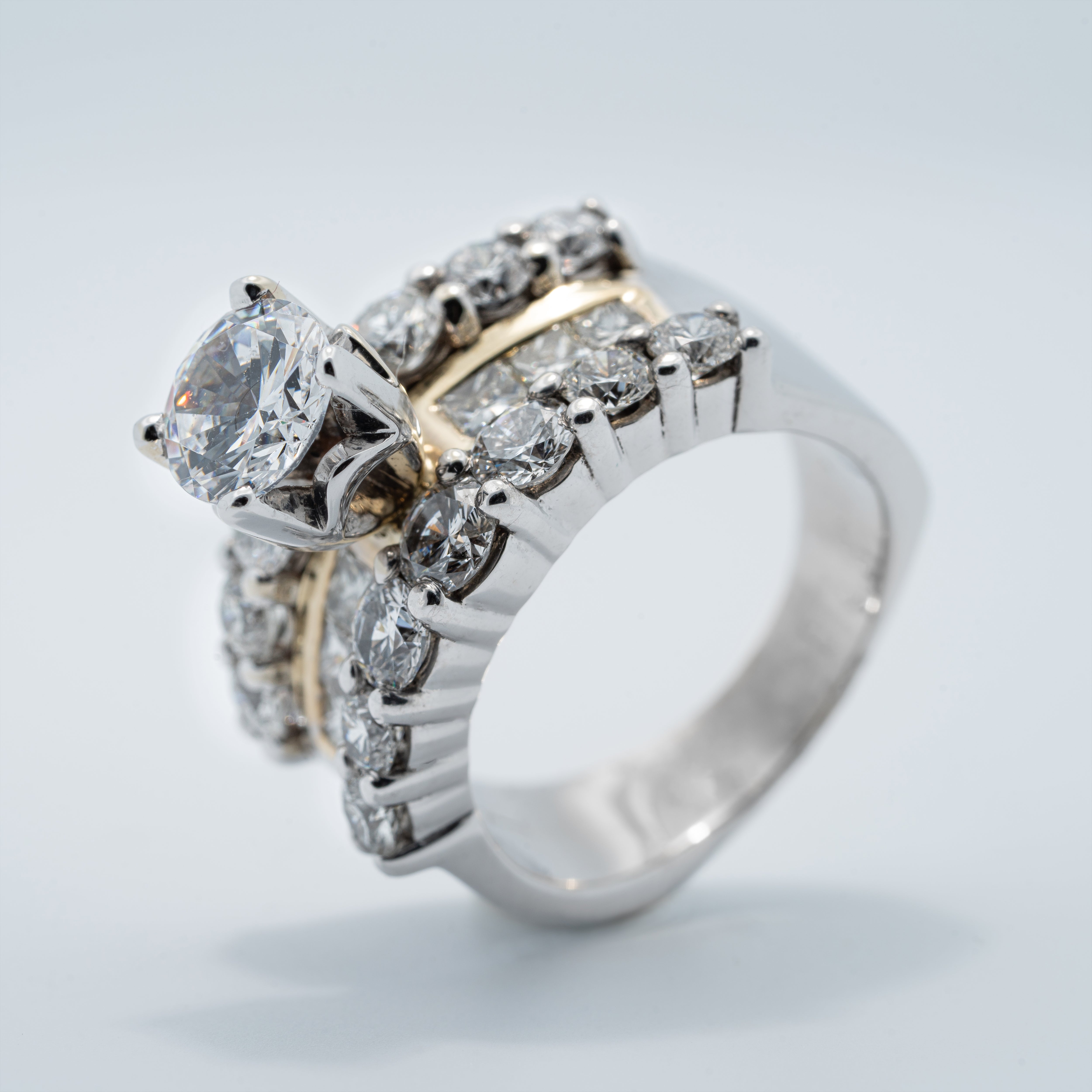 Contemporary Three-Row Engagement Ring
