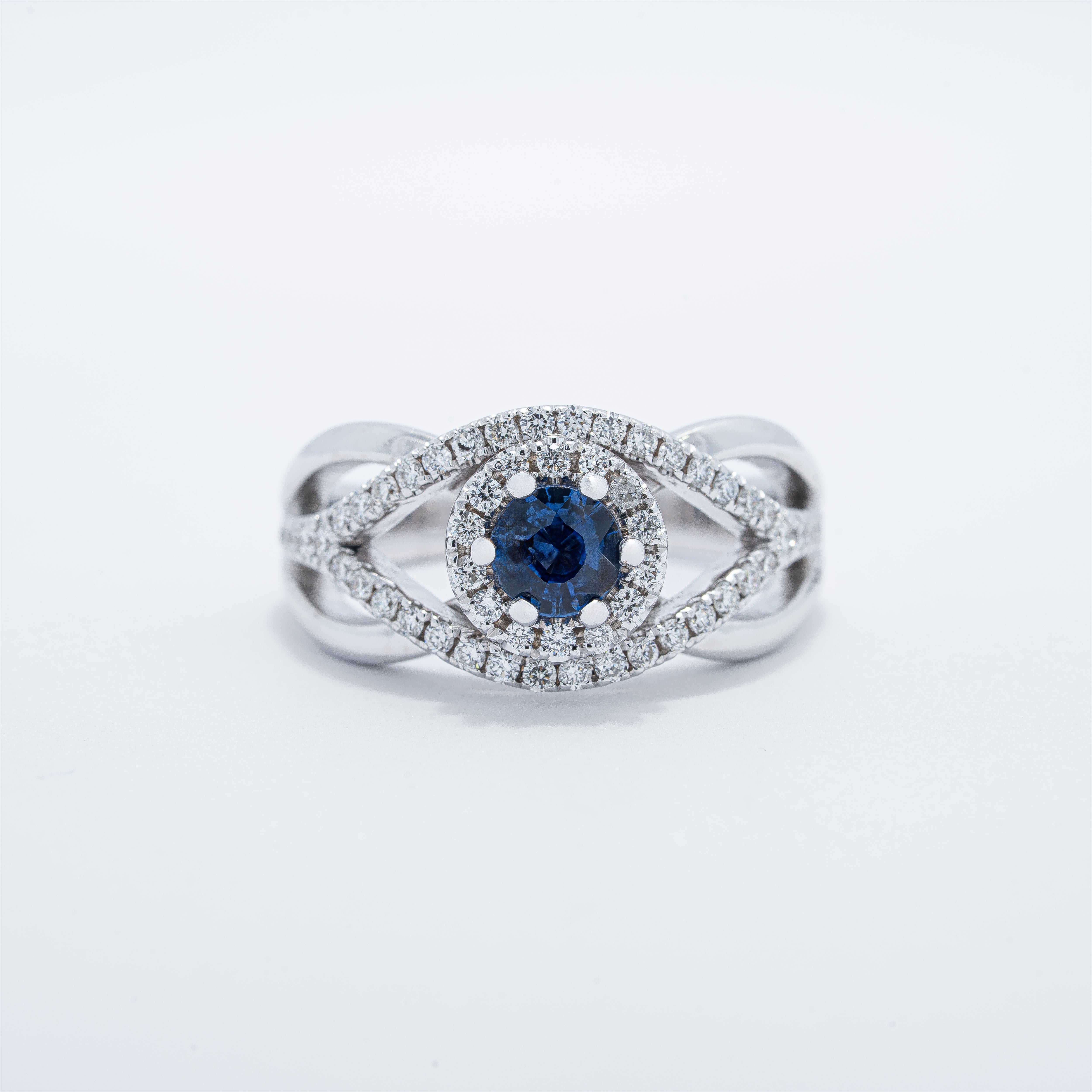 Contempoaray Halo Style Colored Stone Ring