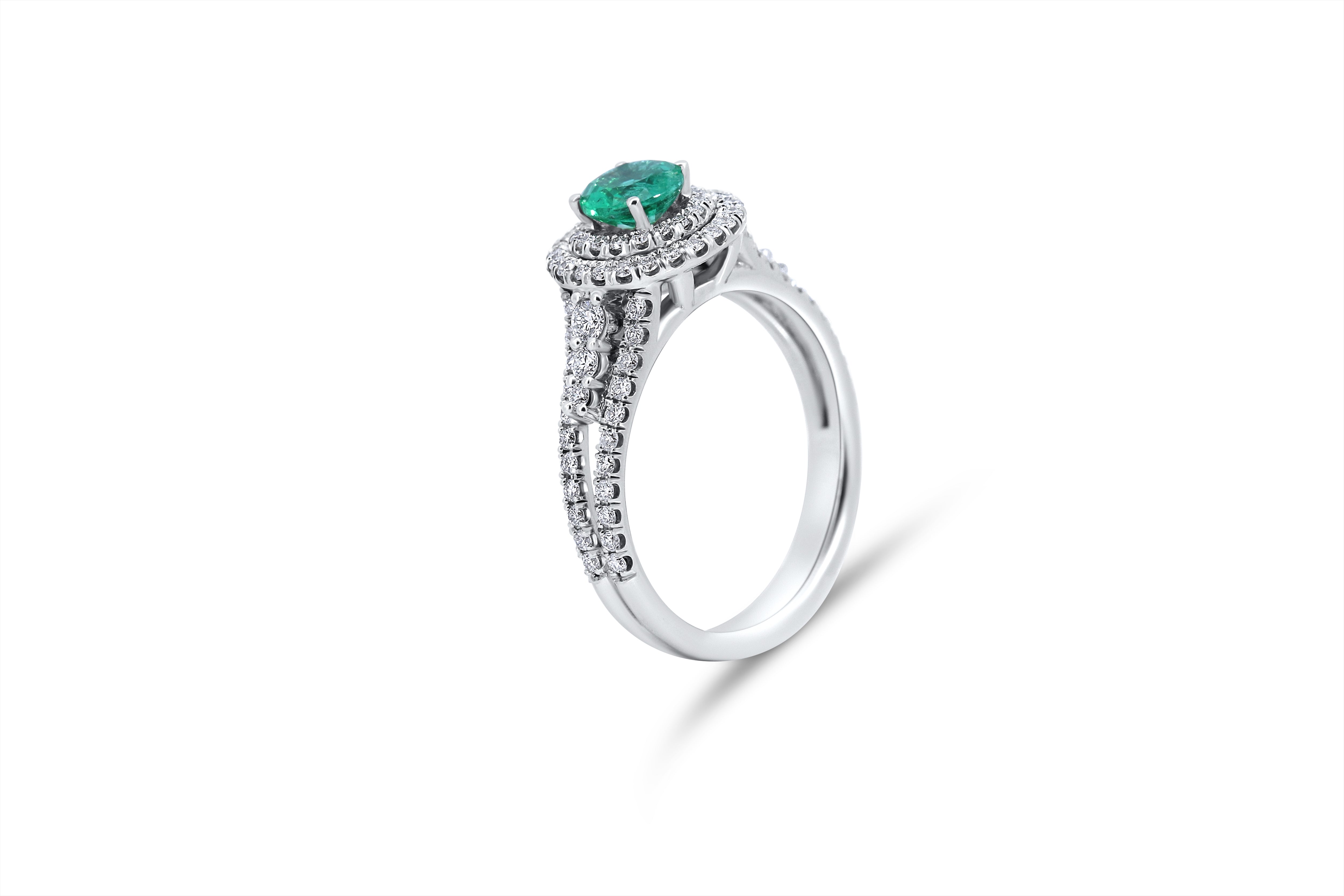 Emerald & Diamond Double Halo Ring