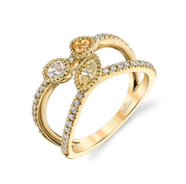 18K Yellow Gold Fancy Color Diamond Ring