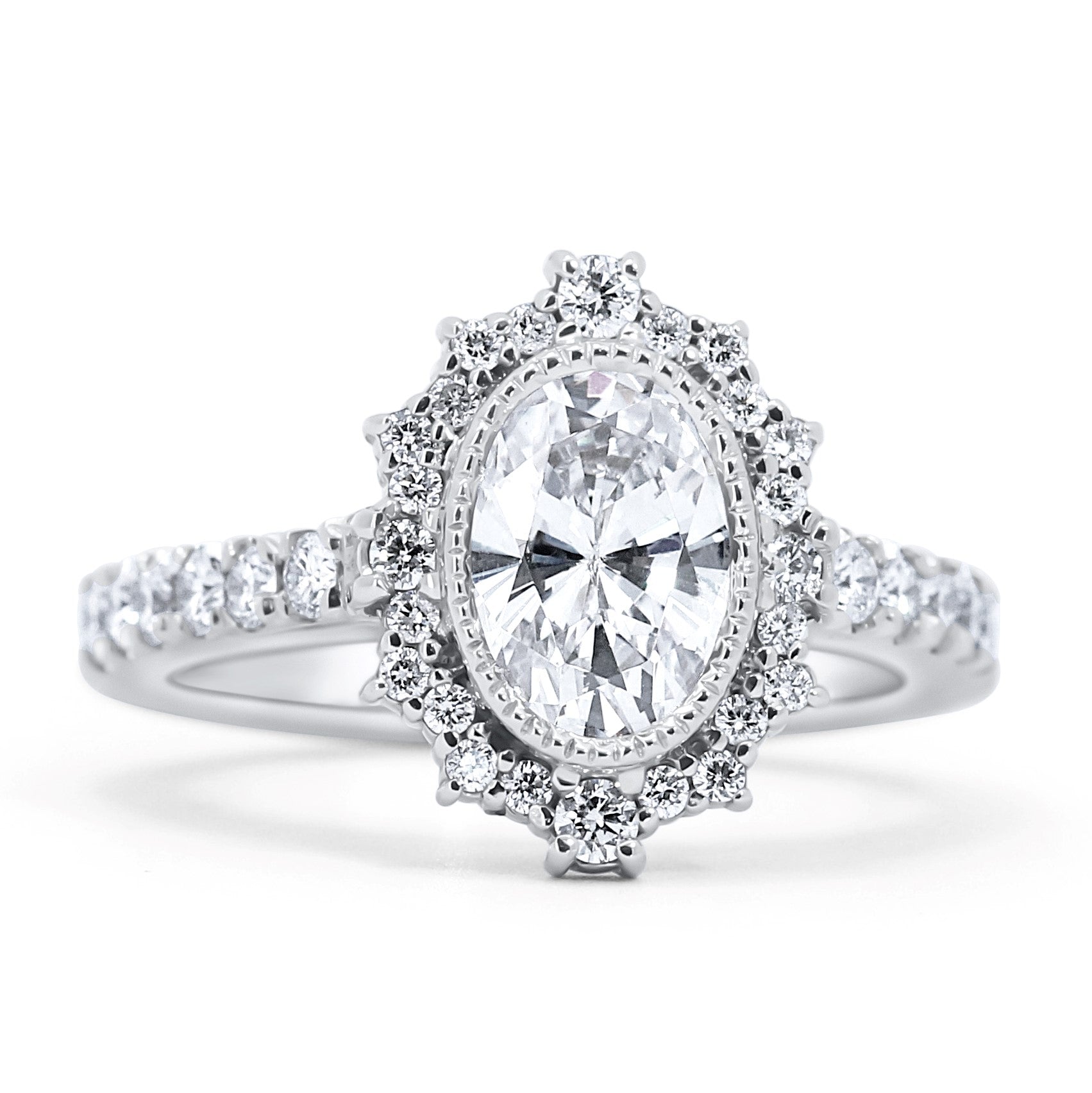 Vintage Inspired Oval Halo Engagement Ring