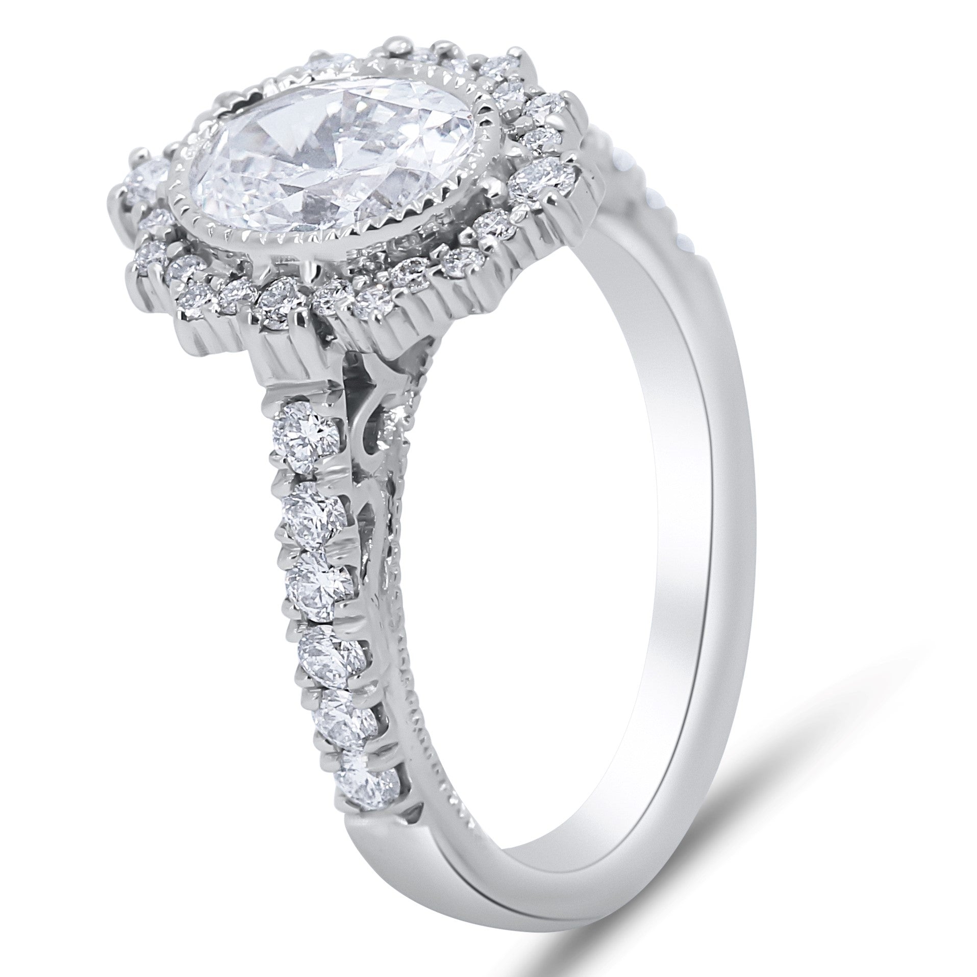 Vintage Inspired Oval Halo Engagement Ring