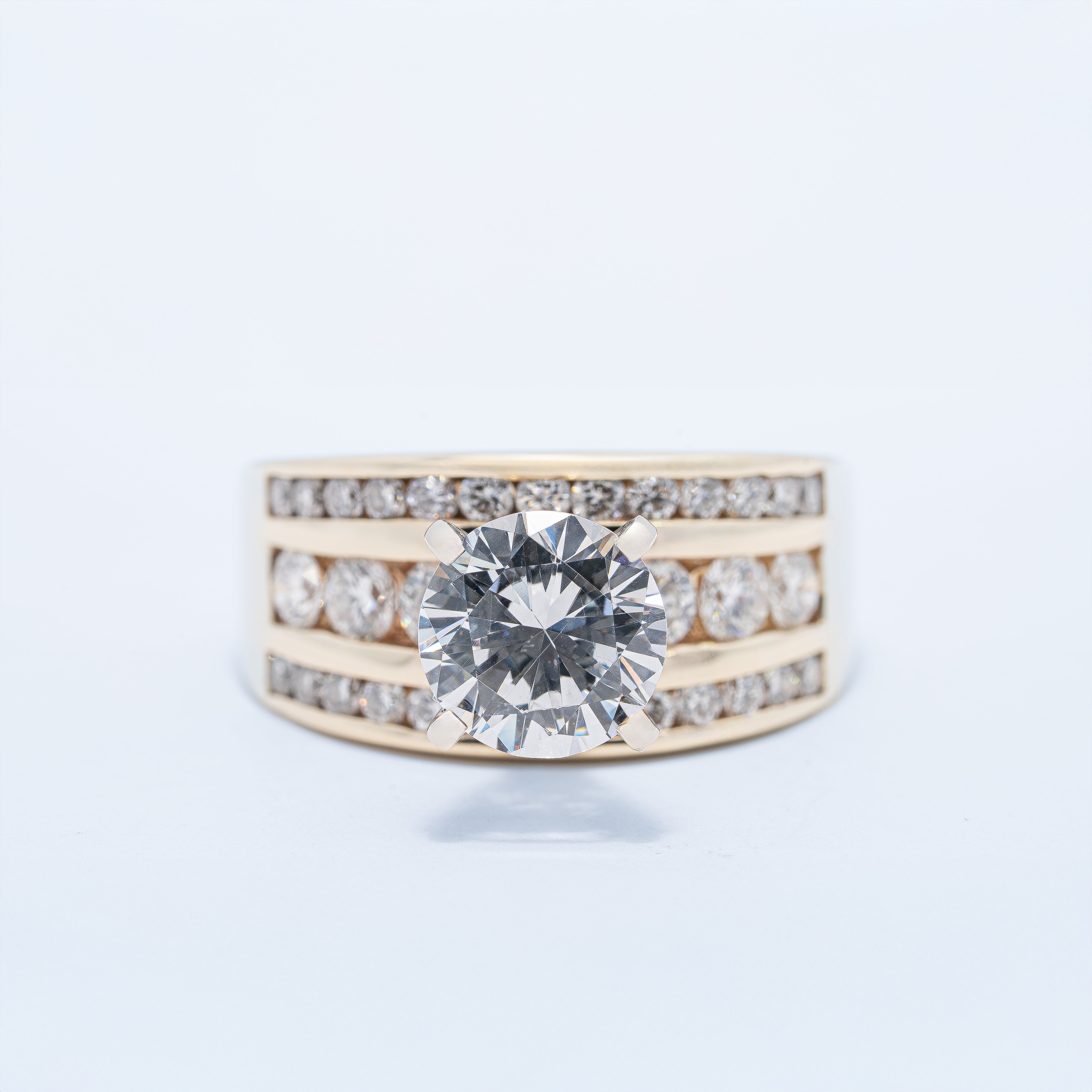 Channel Set 3-Row Engagement Ring