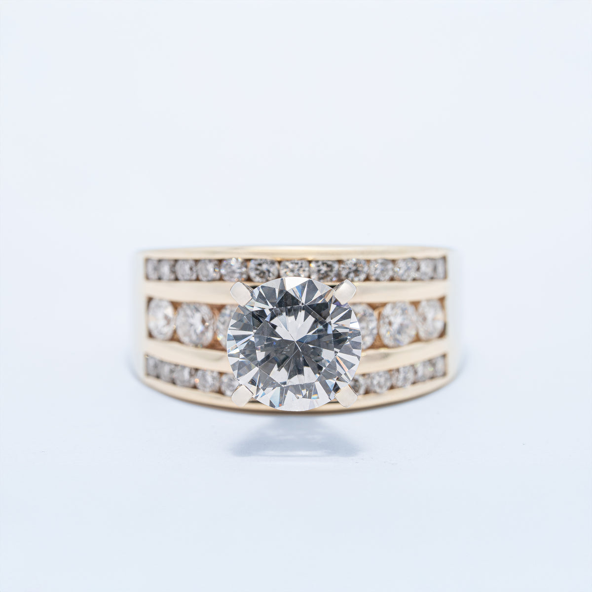 Channel Set 3-Row Engagement Ring