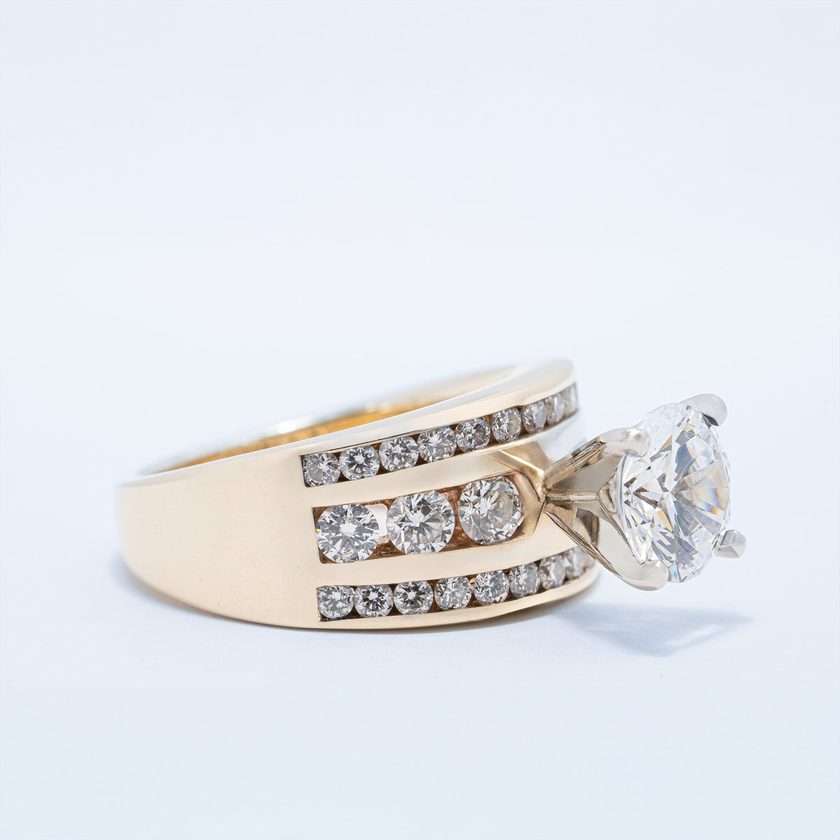 Channel Set 3-Row Engagement Ring