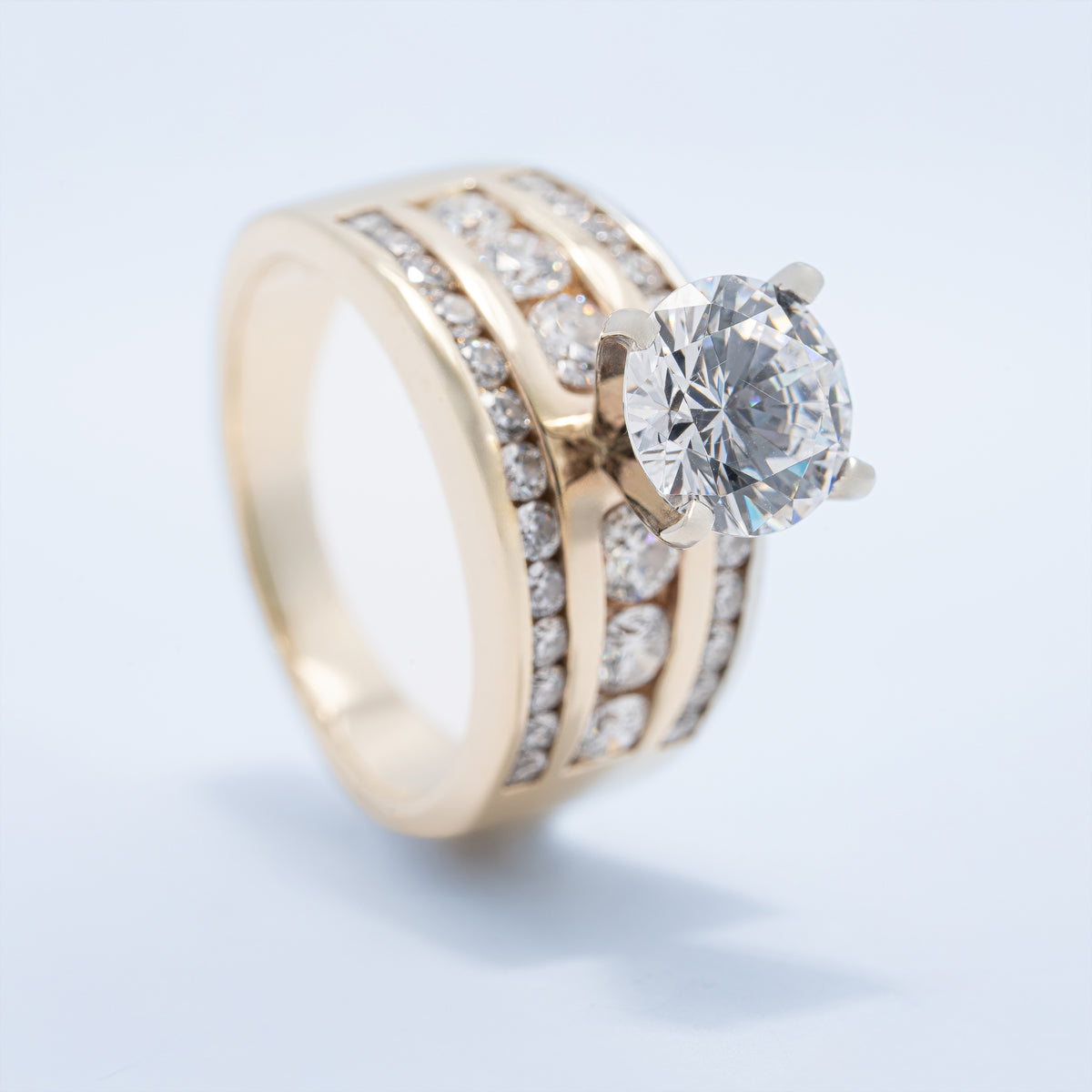 Channel Set 3-Row Engagement Ring