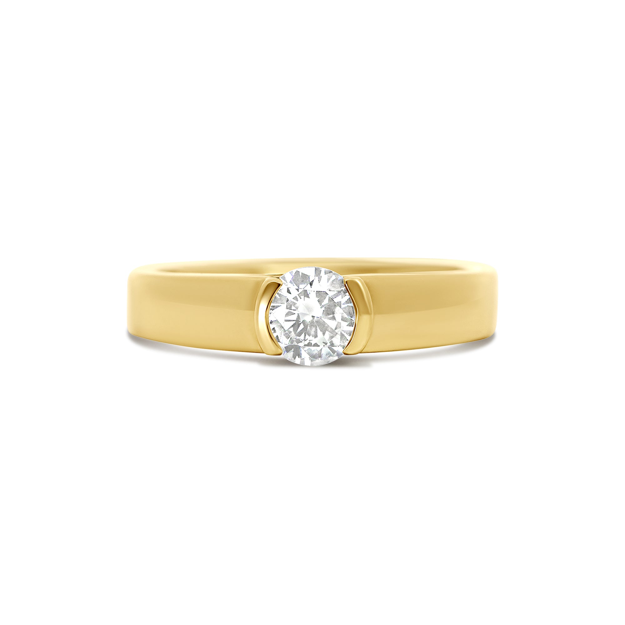 14K Half Bezel Solitaire Engagement Ring