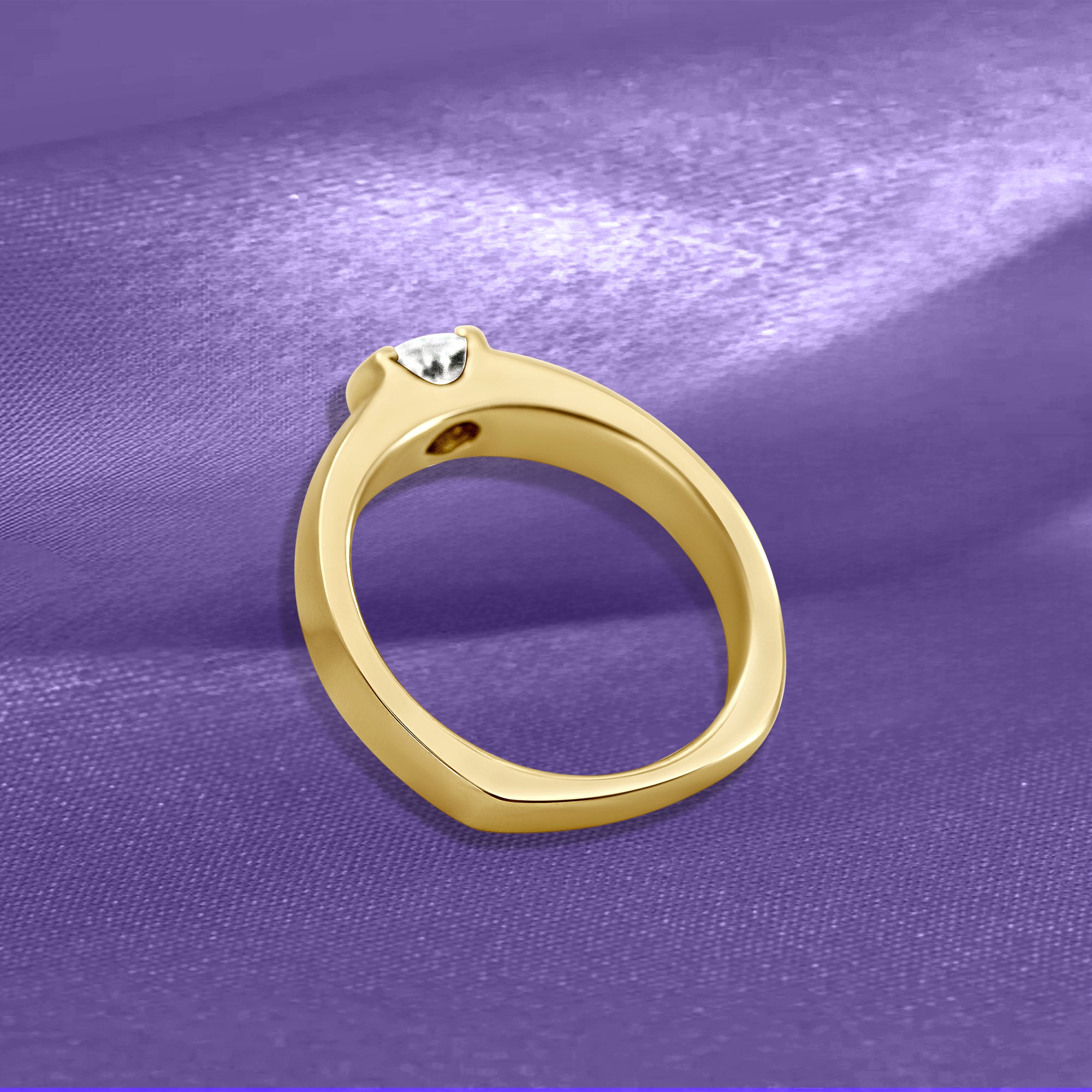 14K Half Bezel Solitaire Engagement Ring