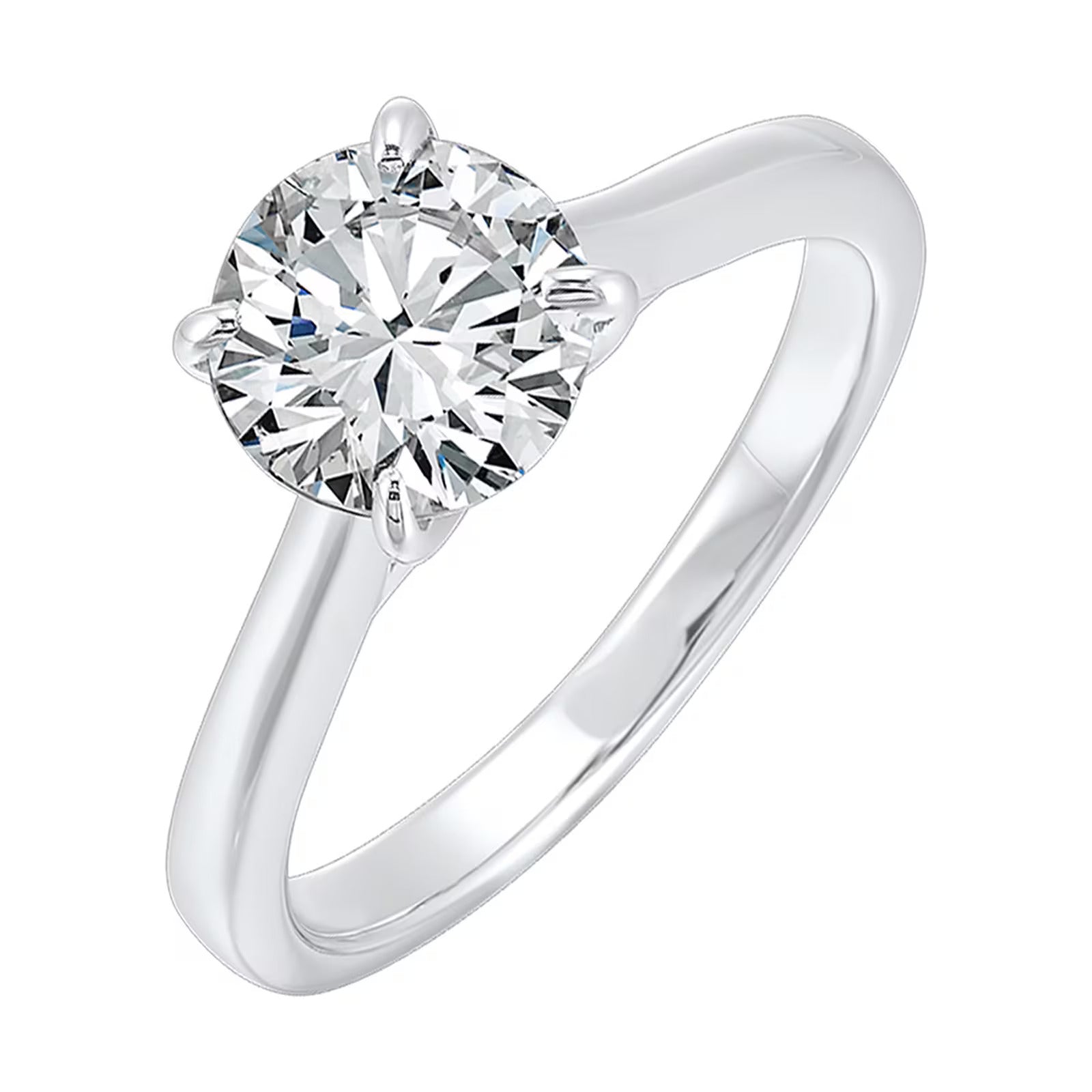 14K White Gold Solitaire Engagement Ring with 1/3 Carat Natural Diamond