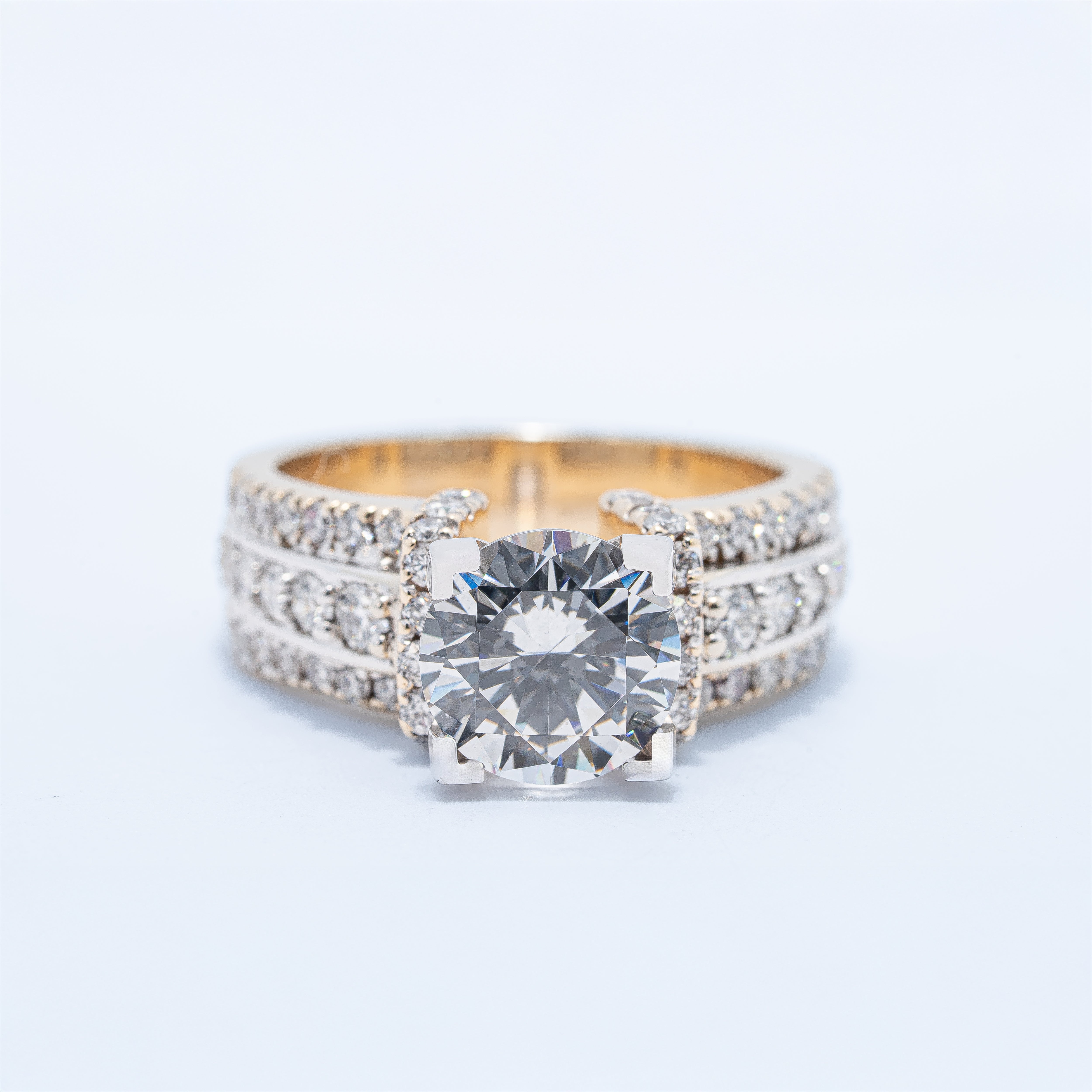Contemporary Three Row Engagement Ring