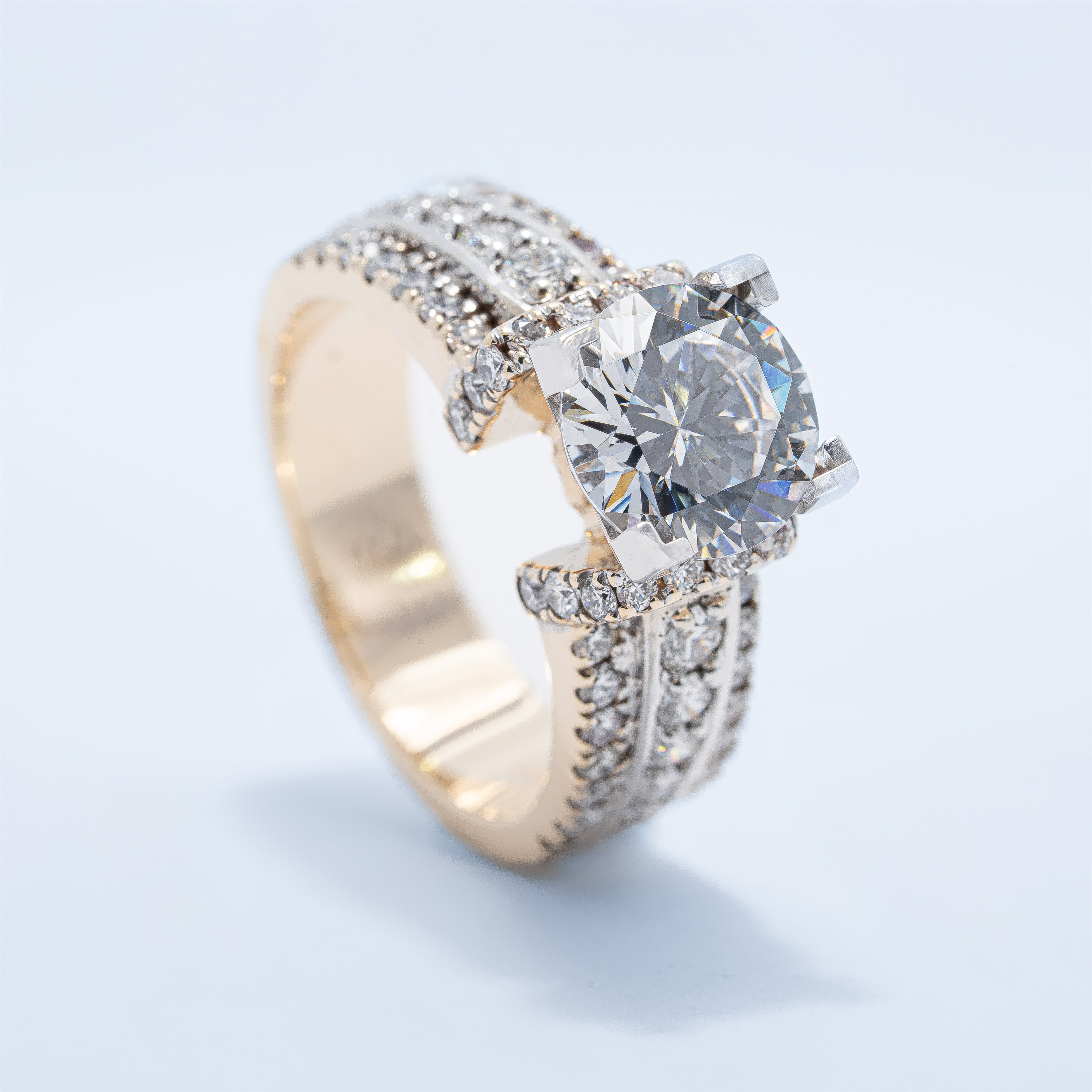 Contemporary Three Row Engagement Ring