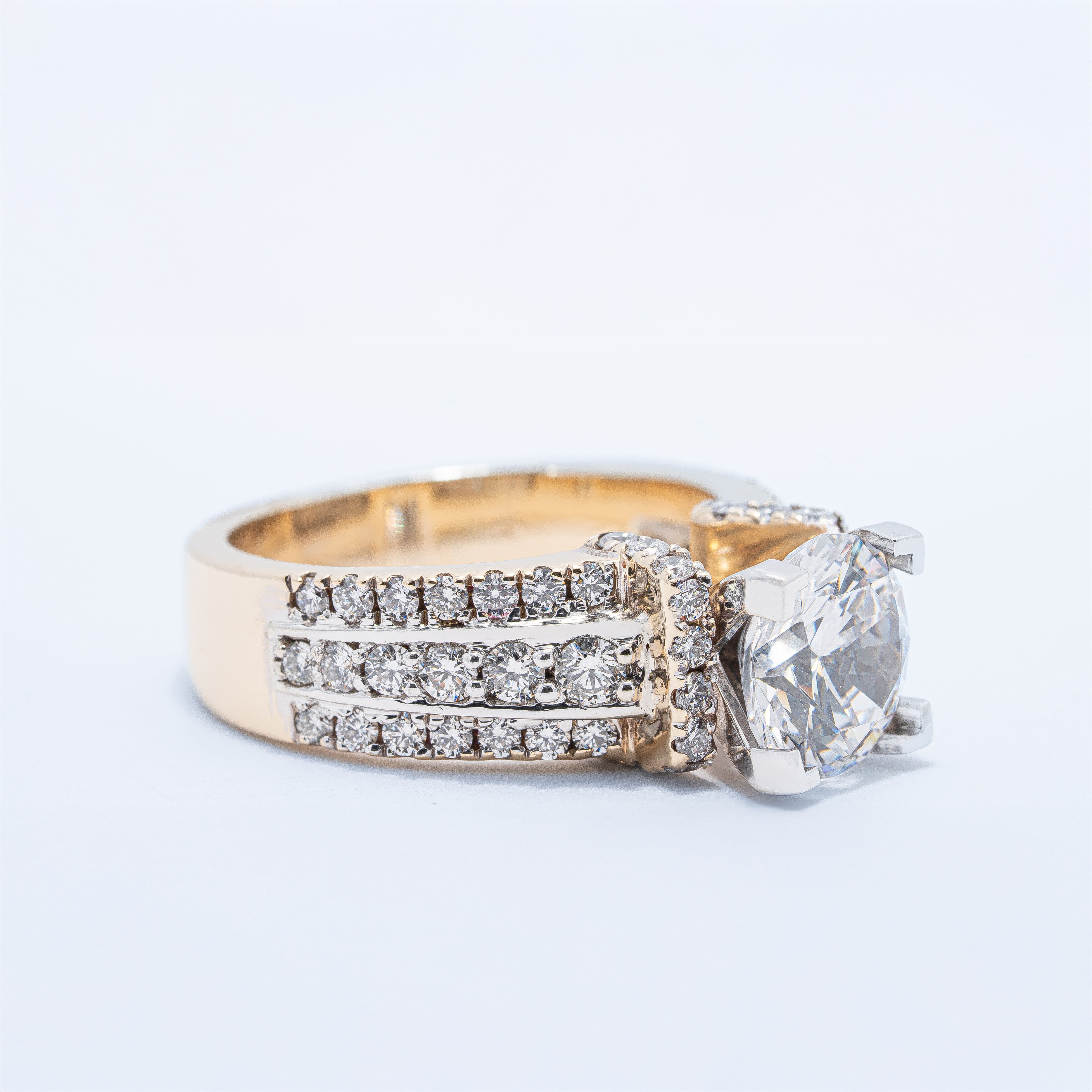 Contemporary Three Row Engagement Ring
