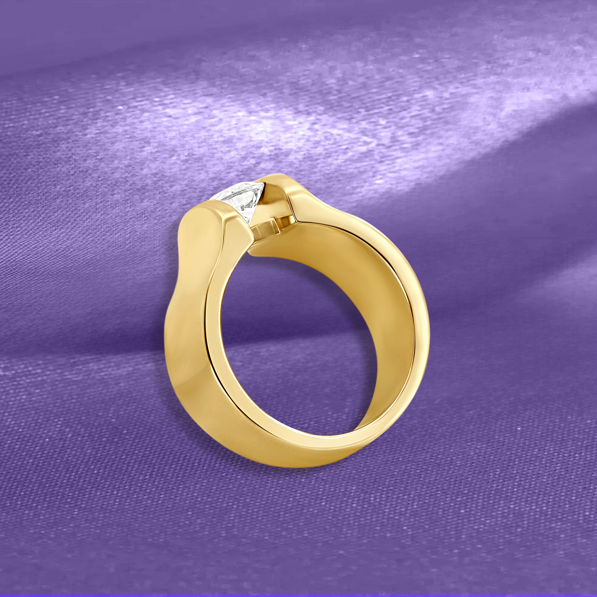 14K Modern Solitaire Channel Set Semi-Mount Engagement Ring