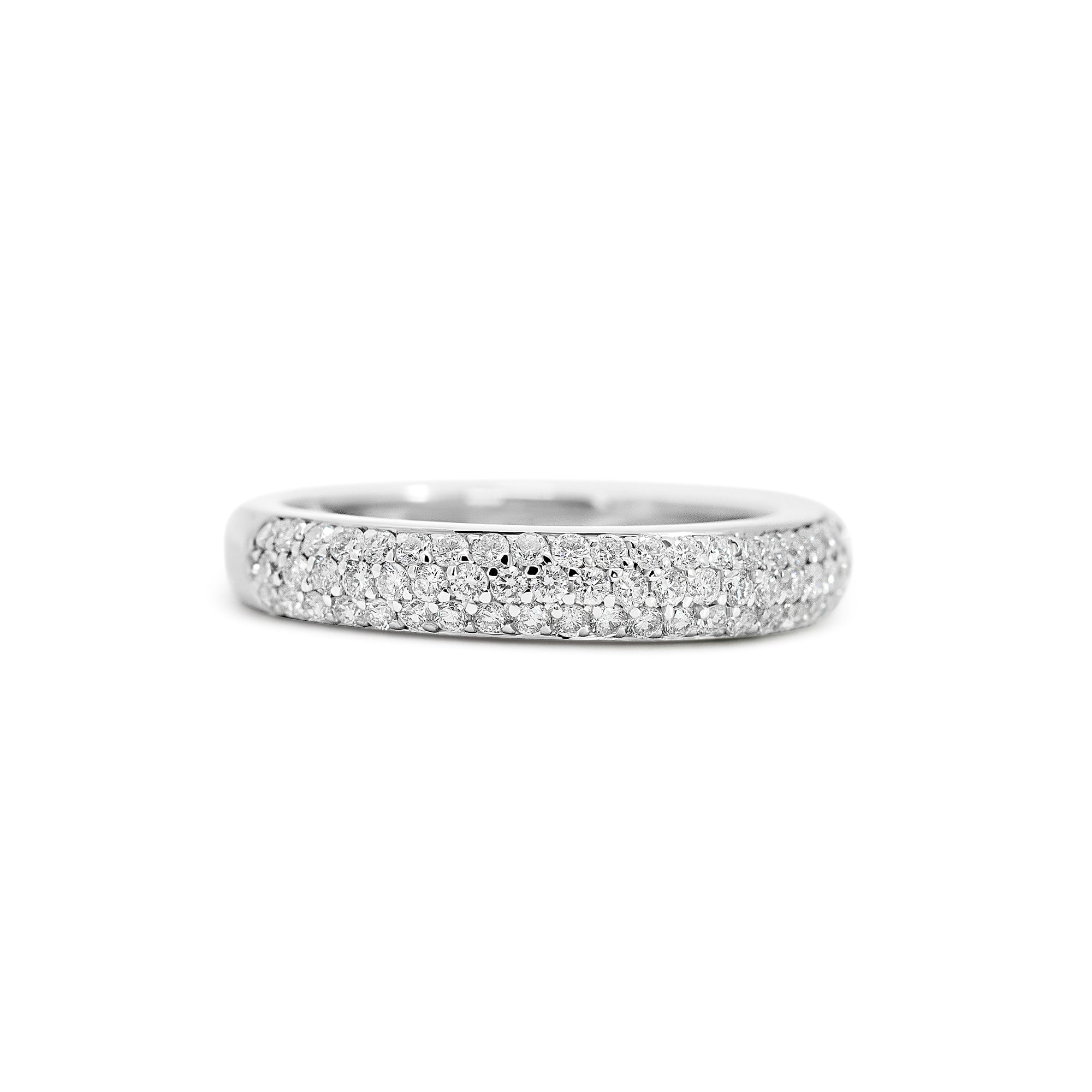 14K White Gold Pavé Wedding Band with 0.57 Carats Diamonds