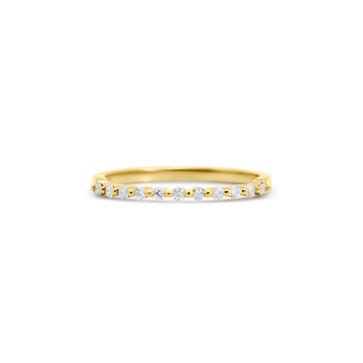 14K Yellow Gold Shared Prong Diamond Wedding Band