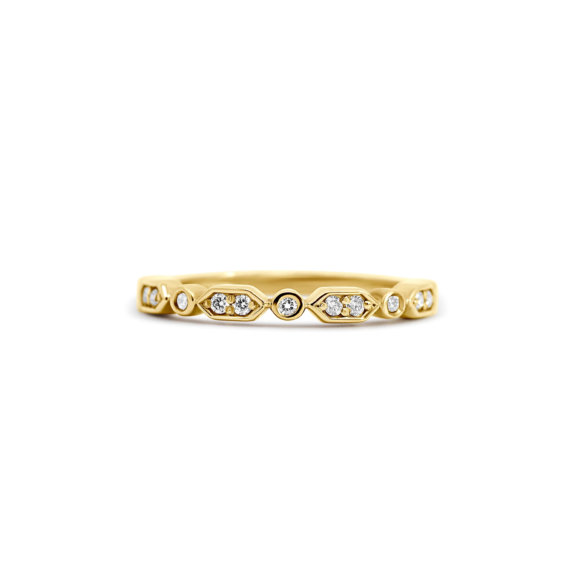 14K Yellow Gold Vintage-Inspired Diamond Wedding Band – 0.13 Carats