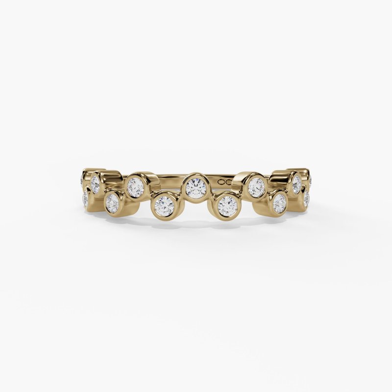 14K Zig Zag Diamond Bezel Stacking/Wedding Band
