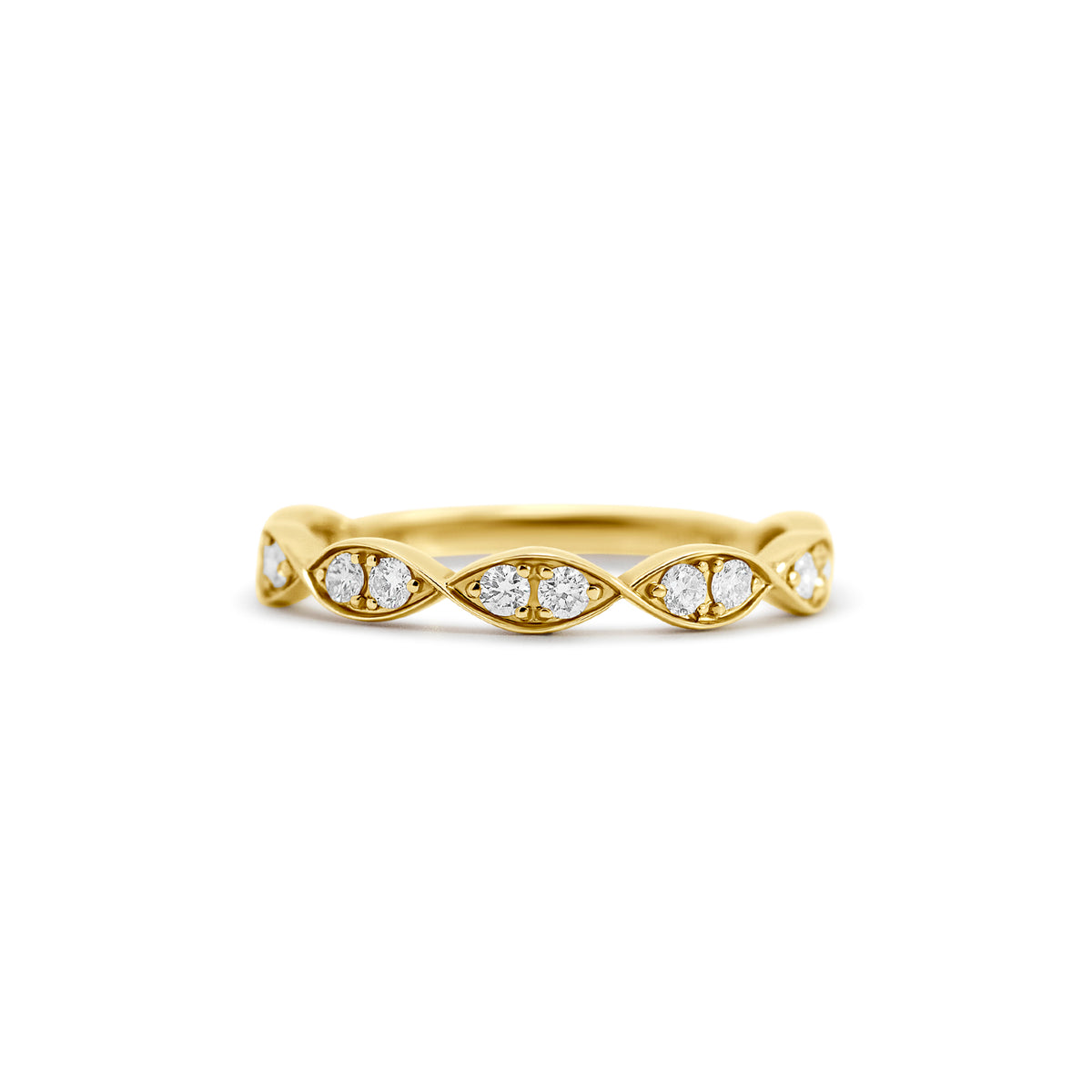 14K Yellow Gold Interwoven Diamond Wedding Band | 0.29ct