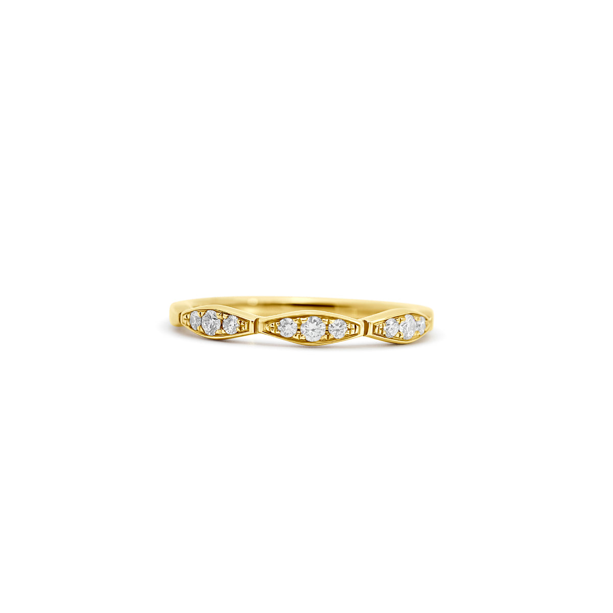 14K Yellow Gold Fancy-Shaped Diamond Wedding Band