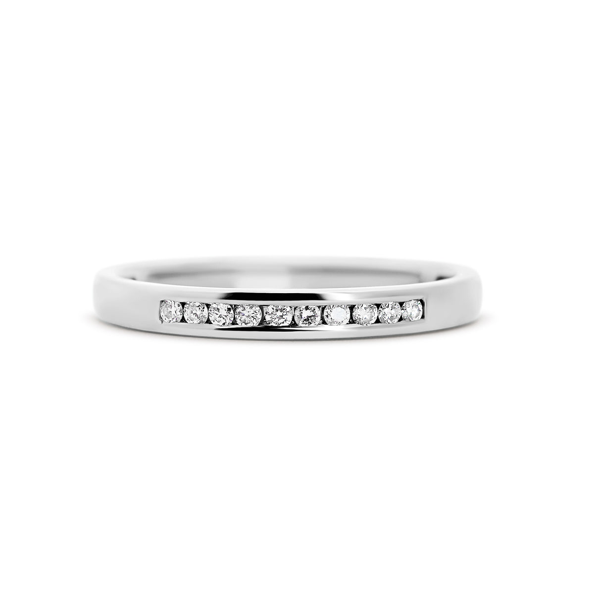 14K White Gold Channel-Set Diamond Wedding Band | 1/10 CTW