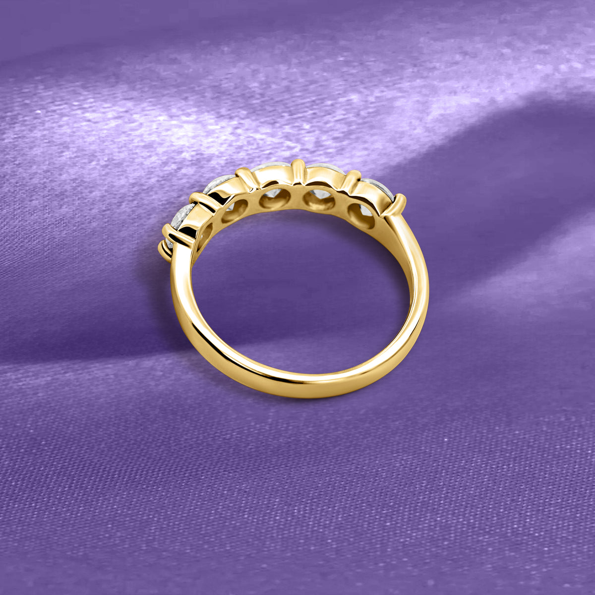 14K Yellow Gold Five-Stone Diamond Wedding Band | 1 1/4 Carats