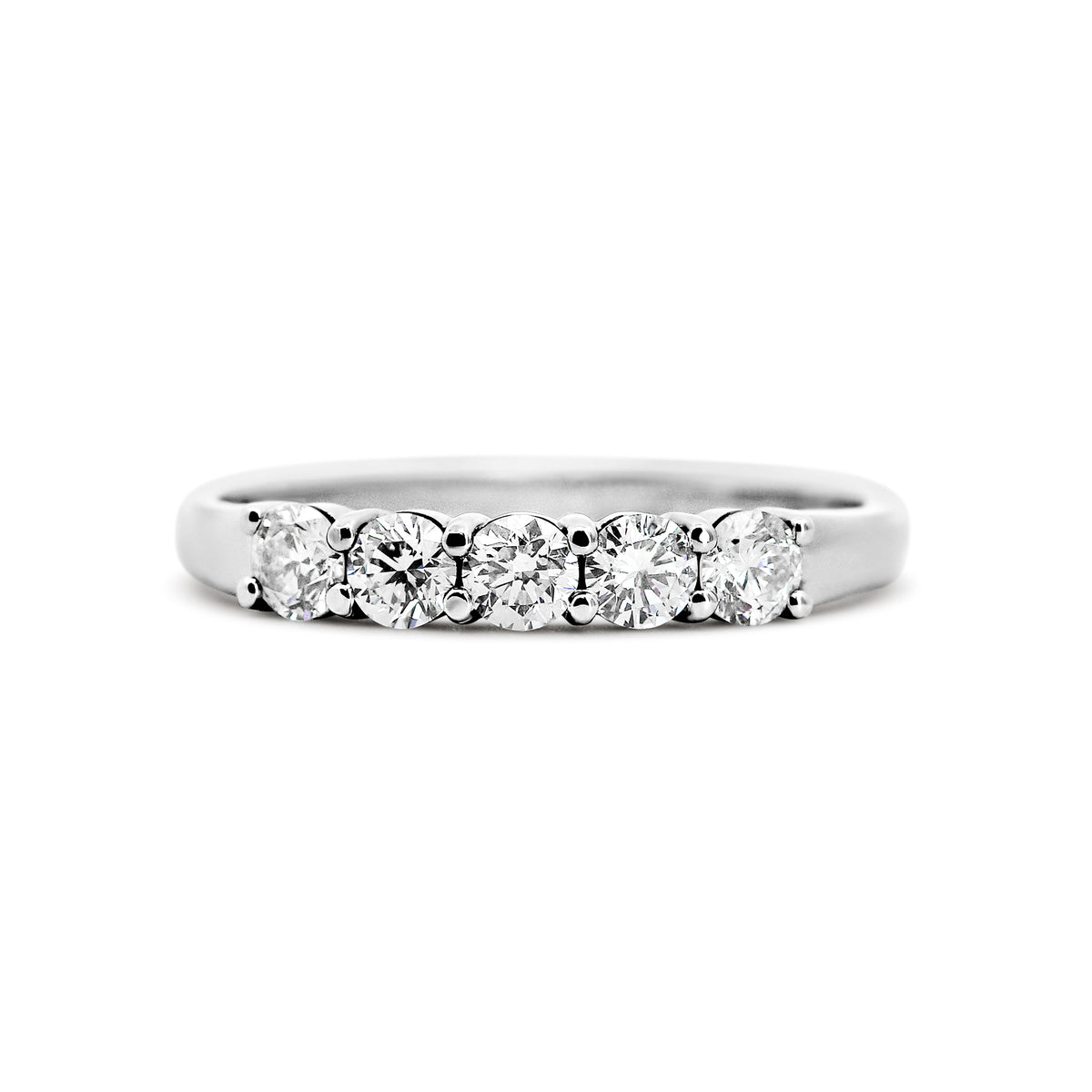 14K White Gold Five-Stone Diamond Wedding Band | Joe Kassab Jewelers