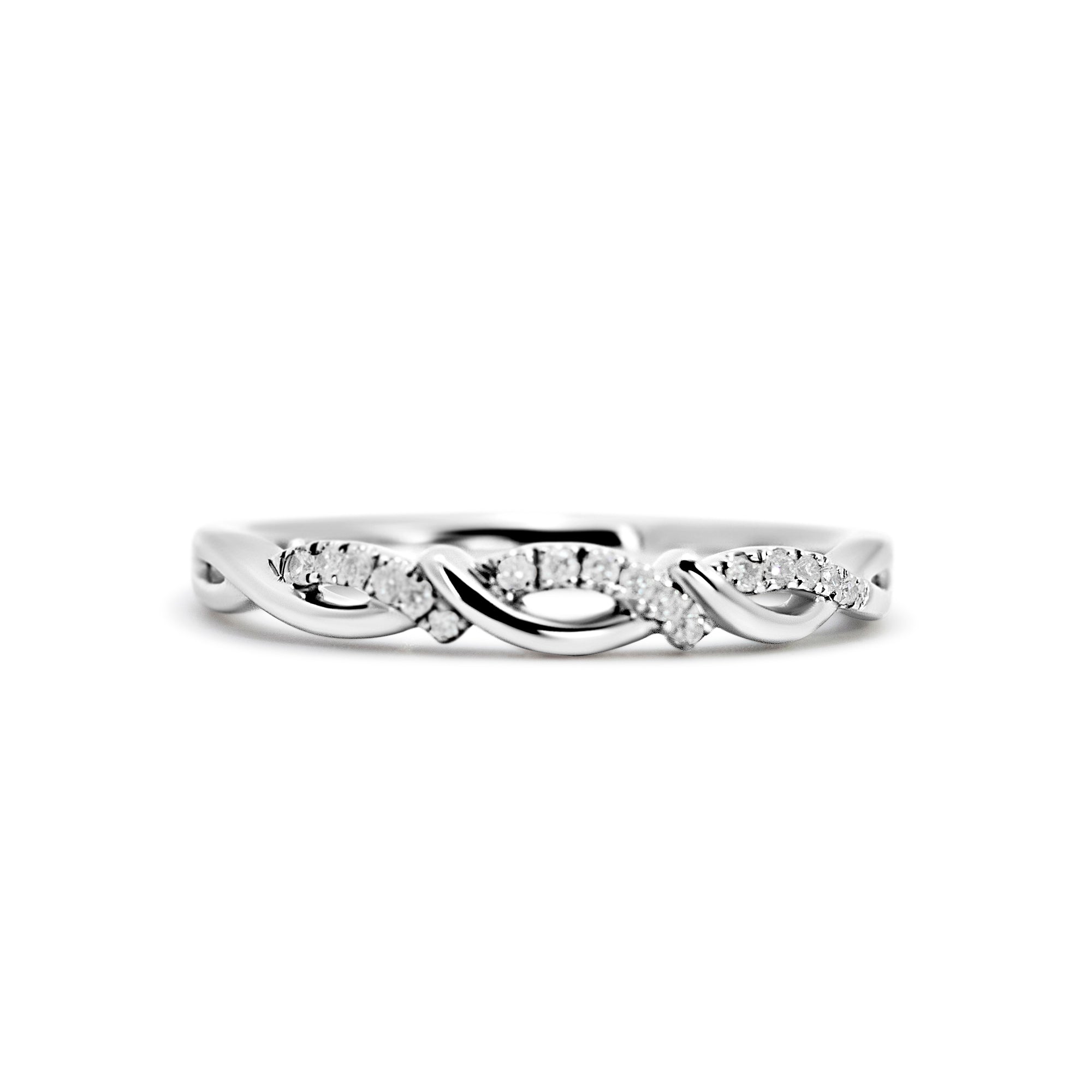 18K White Gold Diamond Wedding Band | 0.08ct