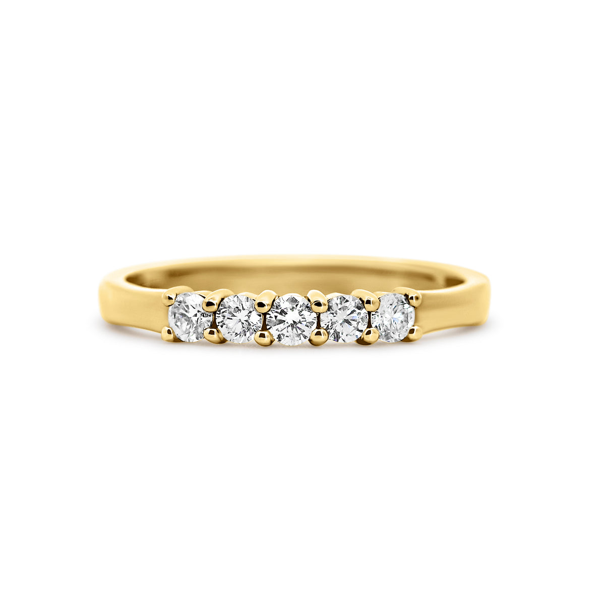 14K Yellow Gold Five-Stone Diamond Wedding Band | 1/4 Carats