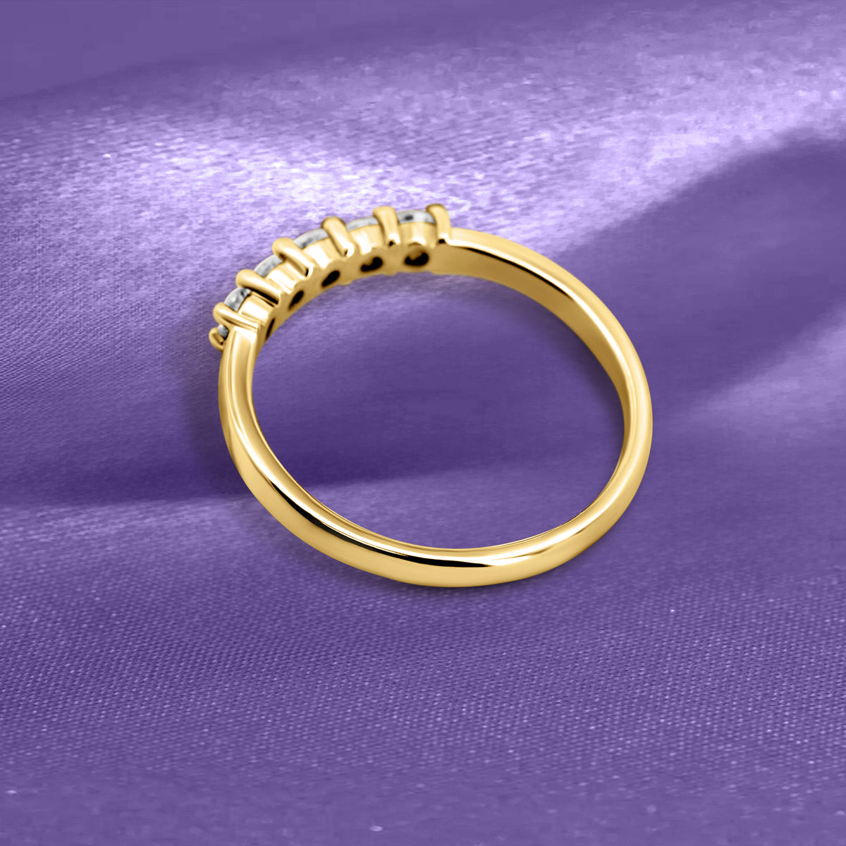 14K Yellow Gold Five-Stone Diamond Wedding Band | 1/4 Carats