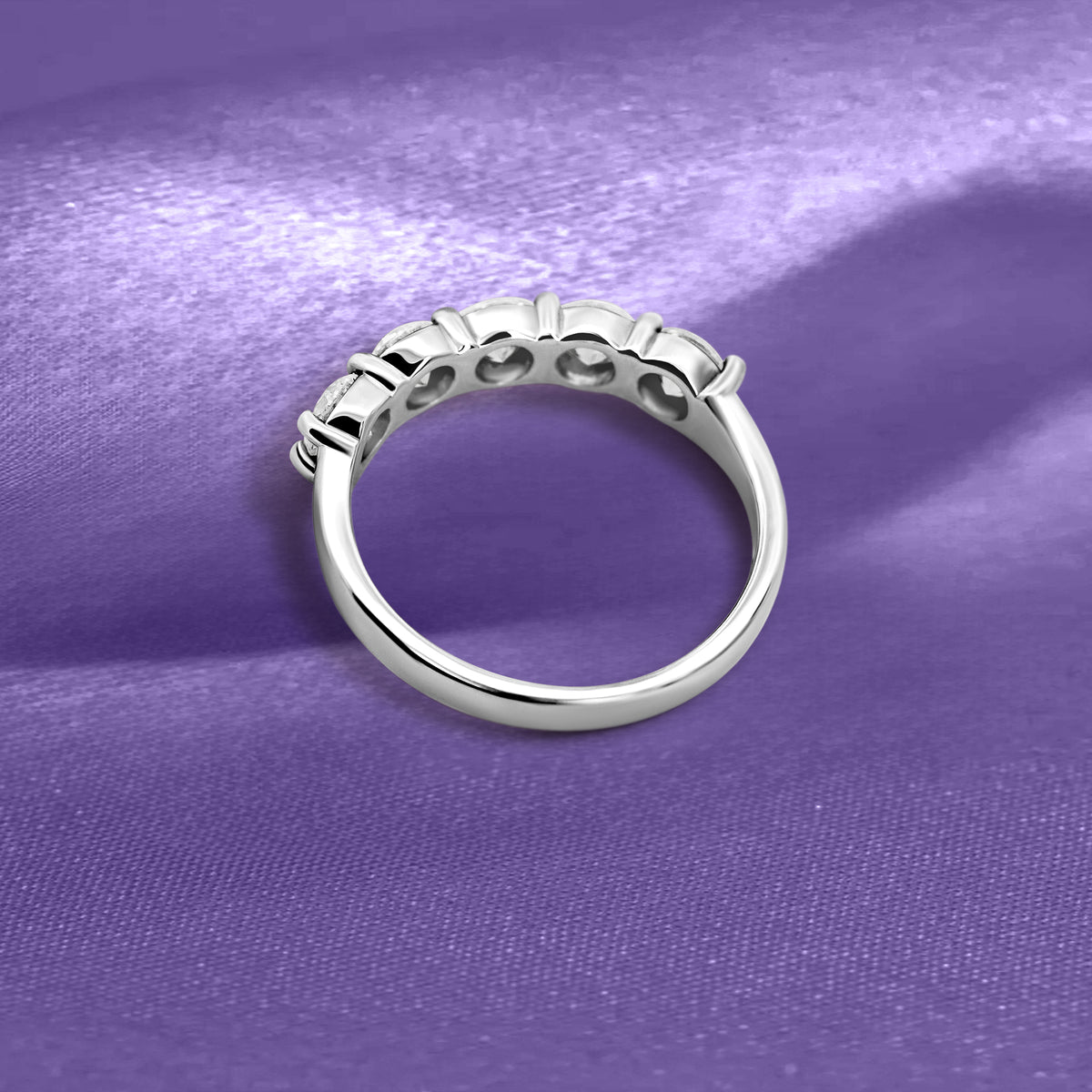 14K White Gold Five-Stone 1 1/4 Carat Diamond Wedding Band | Joe Kassab Jewelers