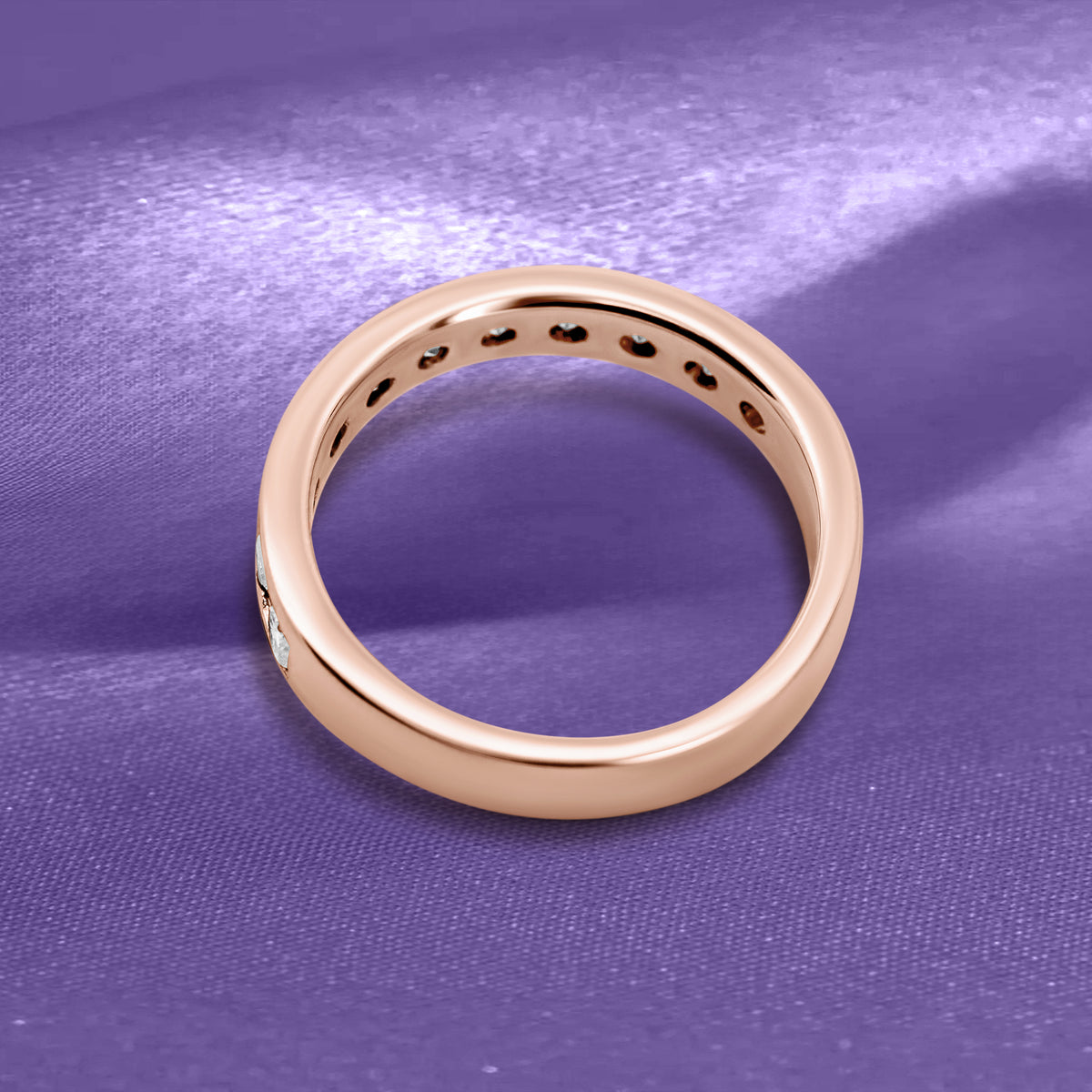 14K Rose Gold Channel-Set Diamond Wedding Band | 1/3 CTW