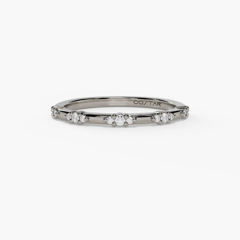 14K Dainty Round Diamond Band