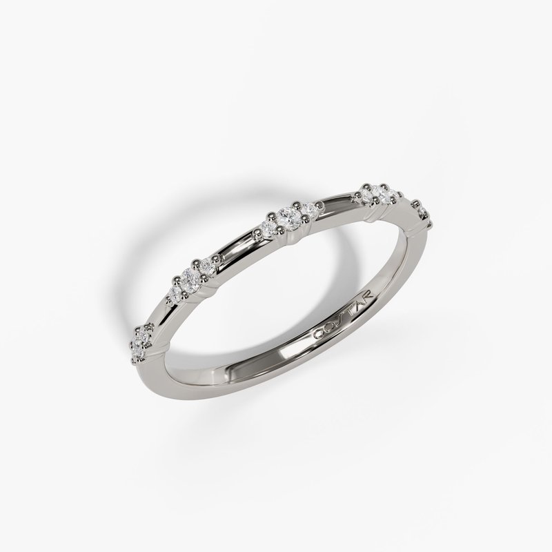 14K Dainty Round Diamond Band