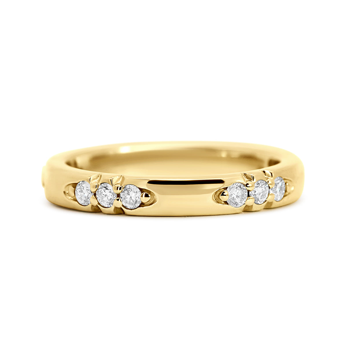 14K Yellow Gold Contemporary Diamond Wedding Band