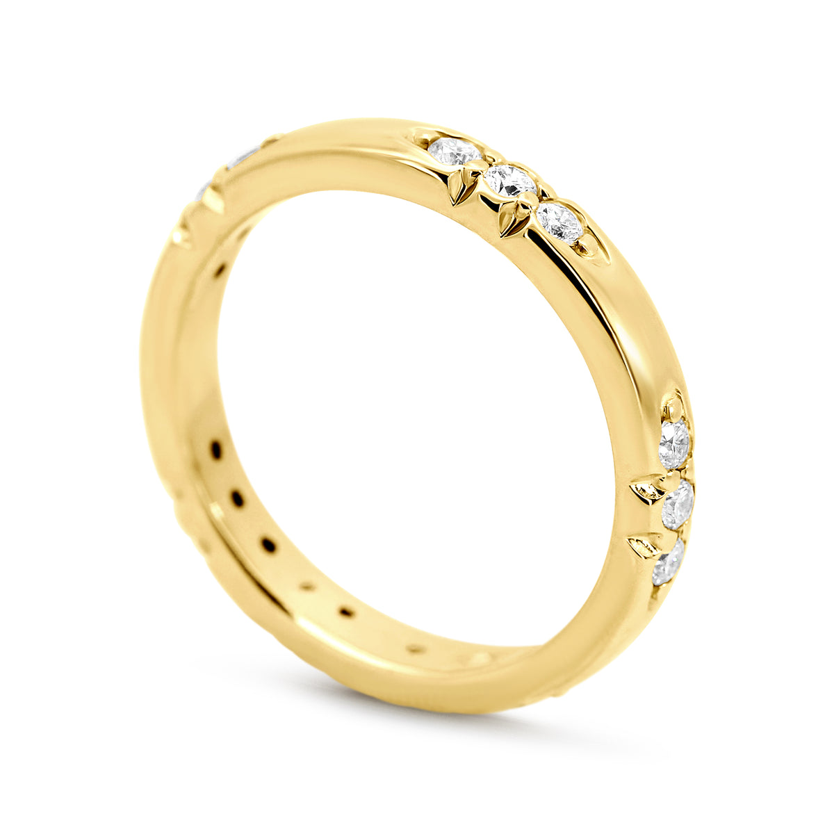 14K Yellow Gold Contemporary Diamond Wedding Band