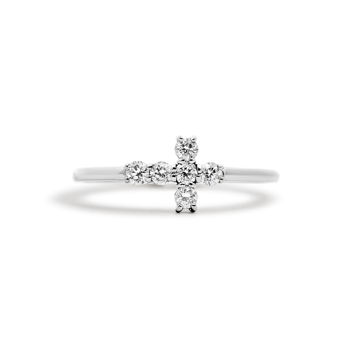 18K White Gold Diamond Cross Fashion Ring | Joe Kassab Jewelers