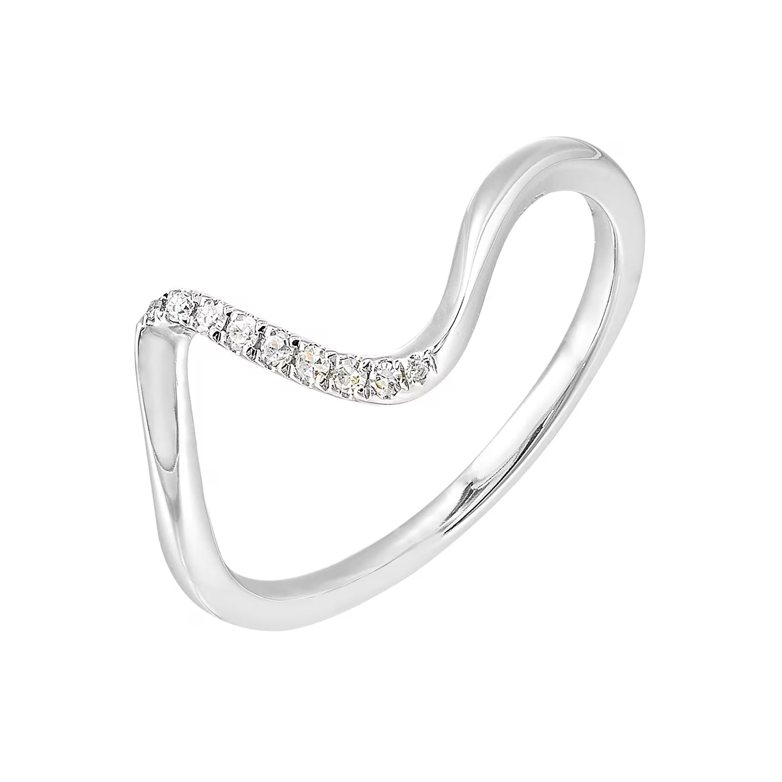 10K White Gold Waved Fashion Ring with 0.05 CTW Natural Diamonds