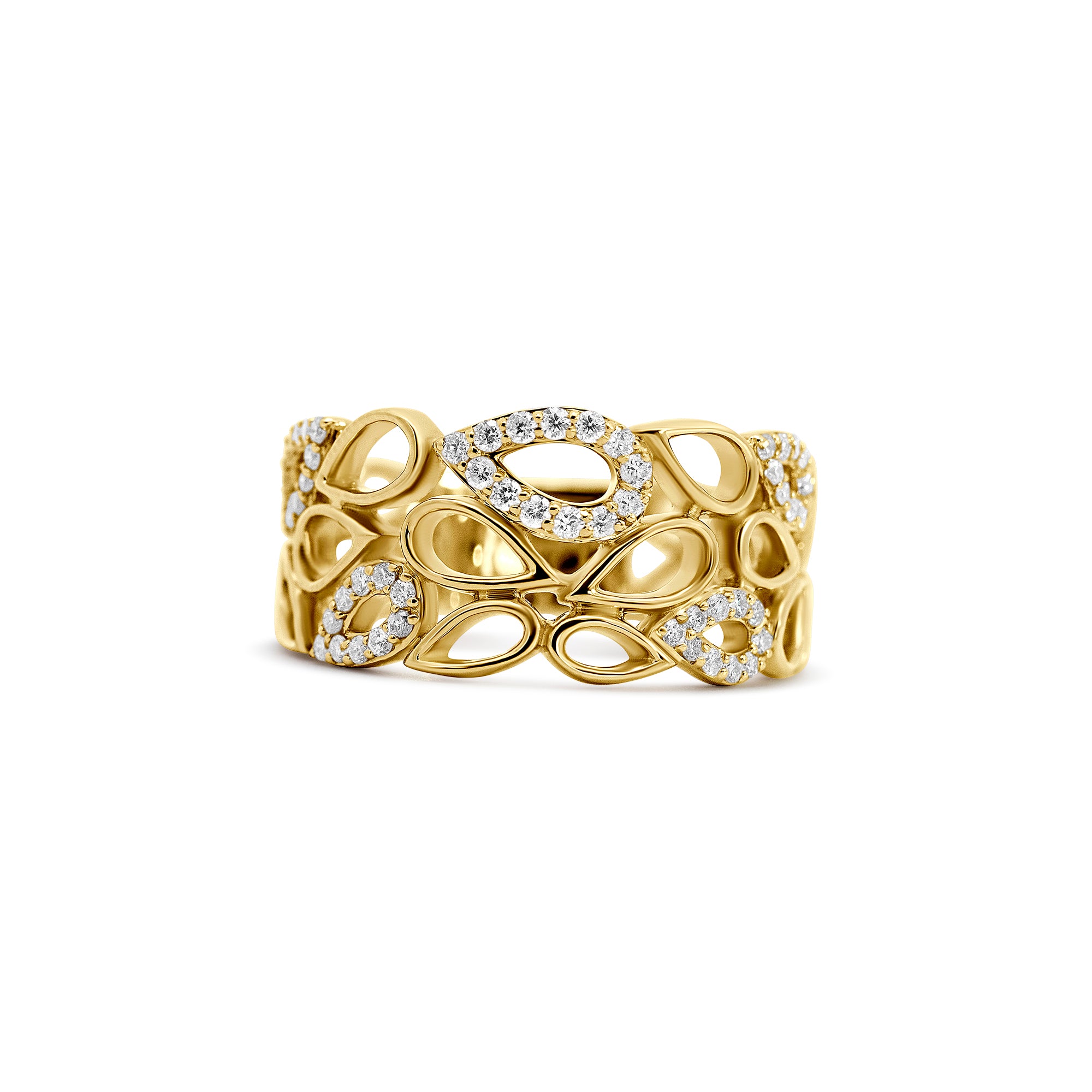 14K Yellow Gold Pear Filigree Diamond Fashion Ring