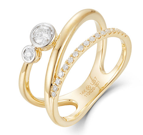 14K 14K Yellow Gold Wrap Style Diamond Right Hand Ring