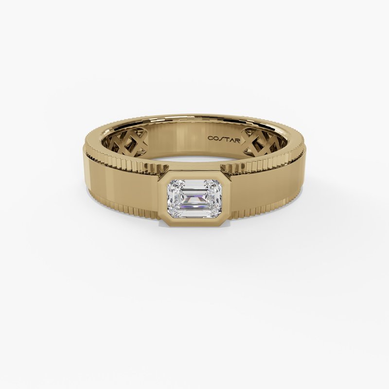14K Yellow Gold Raised Bezel Radiant Diamond Band