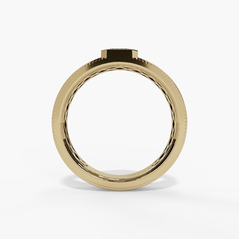14K Yellow Gold Raised Bezel Radiant Diamond Band