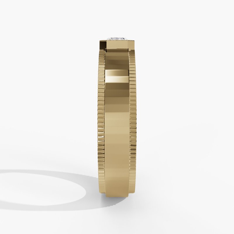 14K Yellow Gold Raised Bezel Radiant Diamond Band
