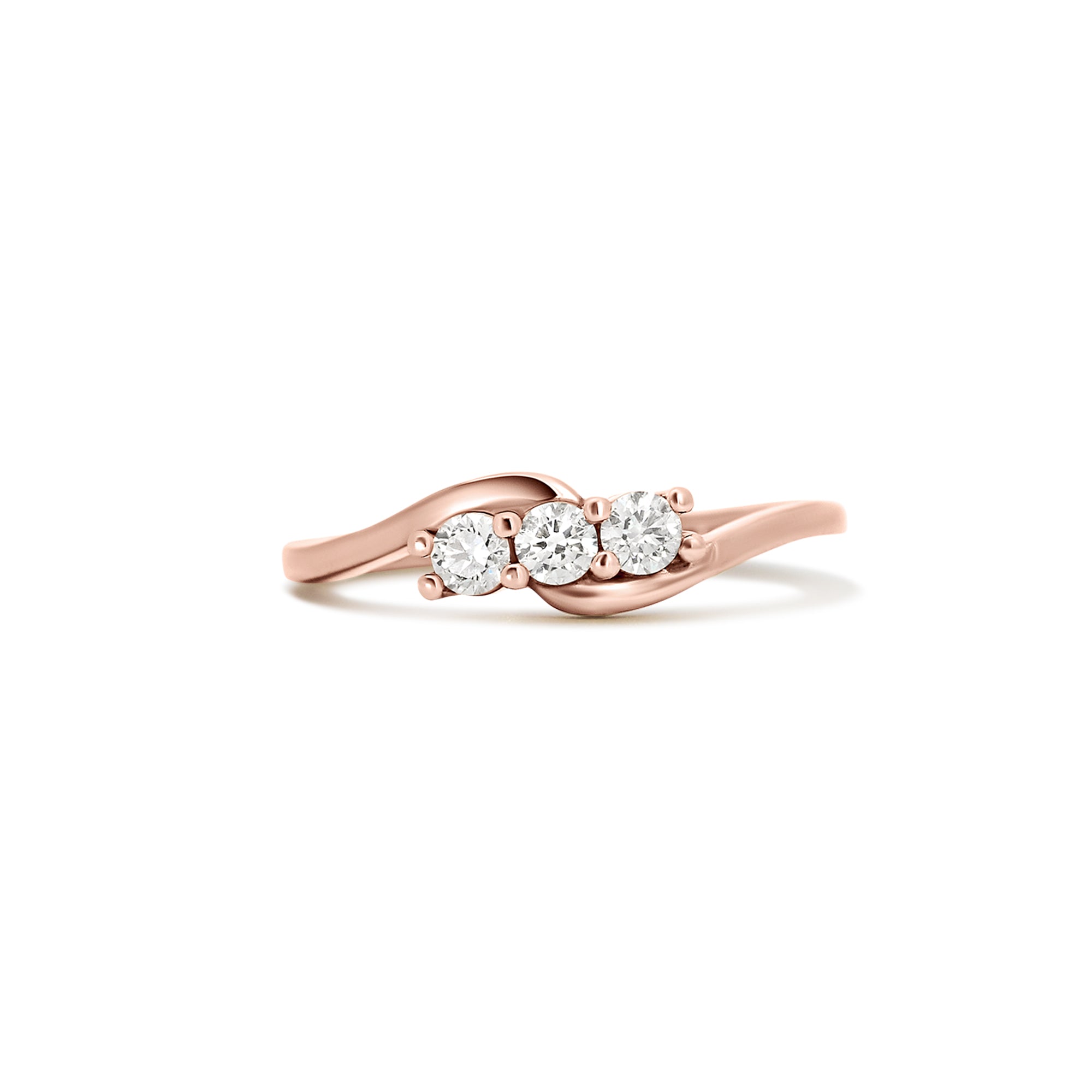 14K Rose Gold Three Stone Ring