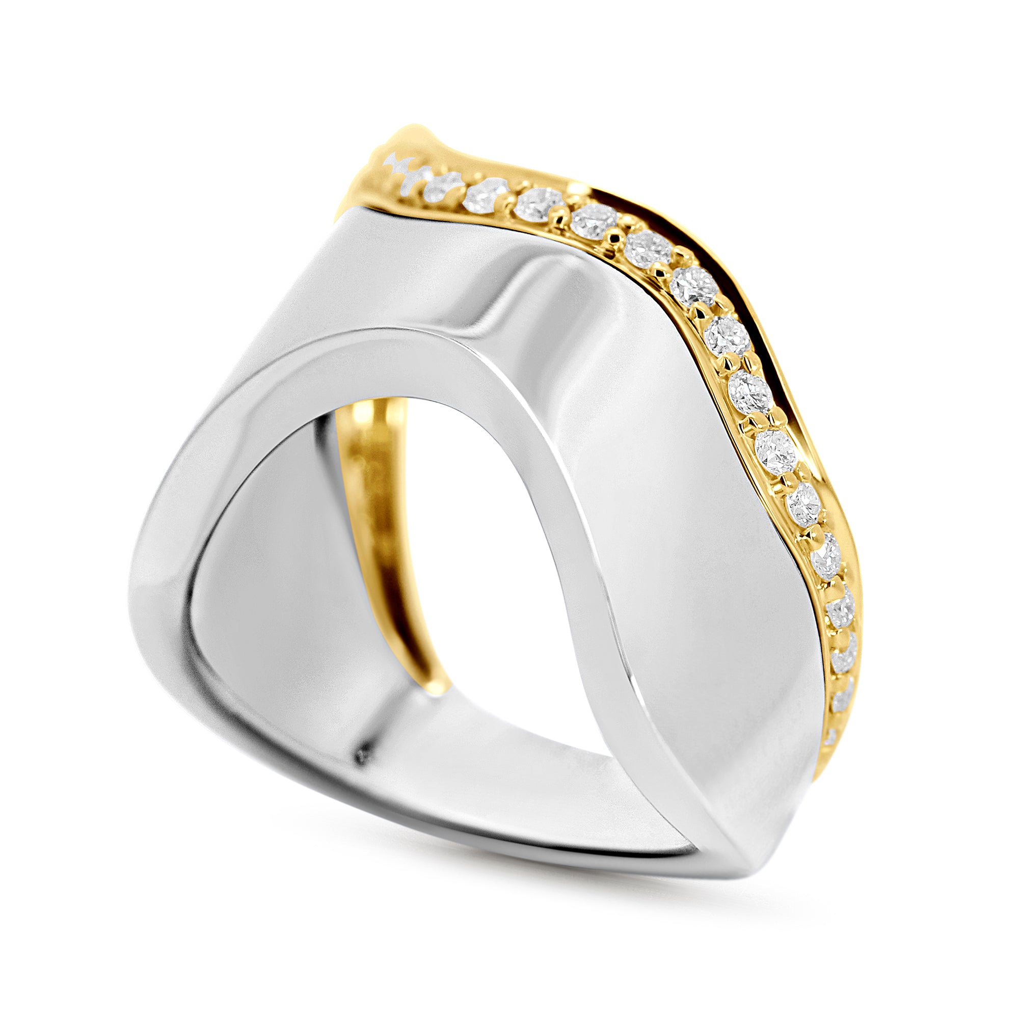 18K Two Tone Contemporary Diamond Right Hand Ring