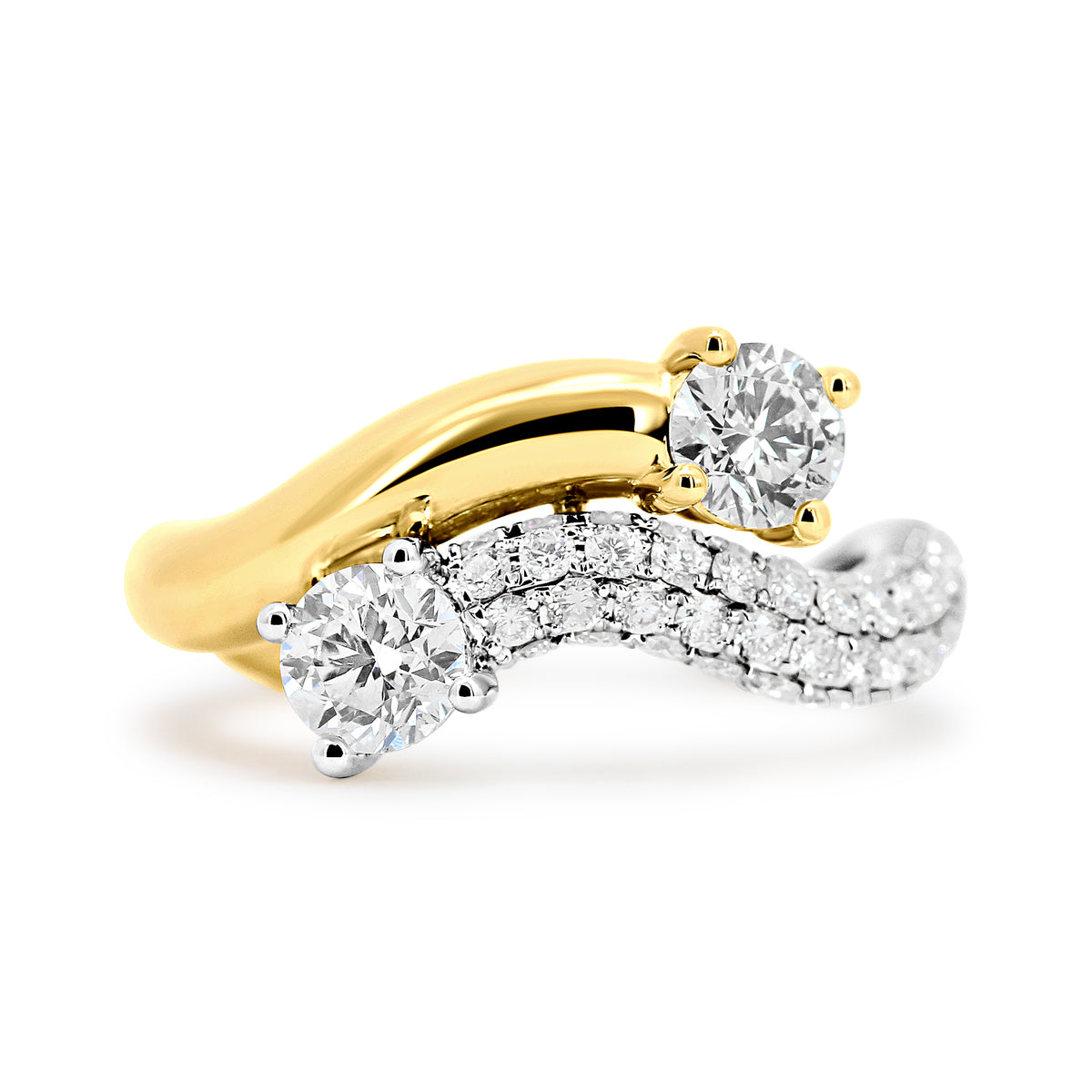 18K White & Yellow Gold Pavé Diamond Right Hand Ring
