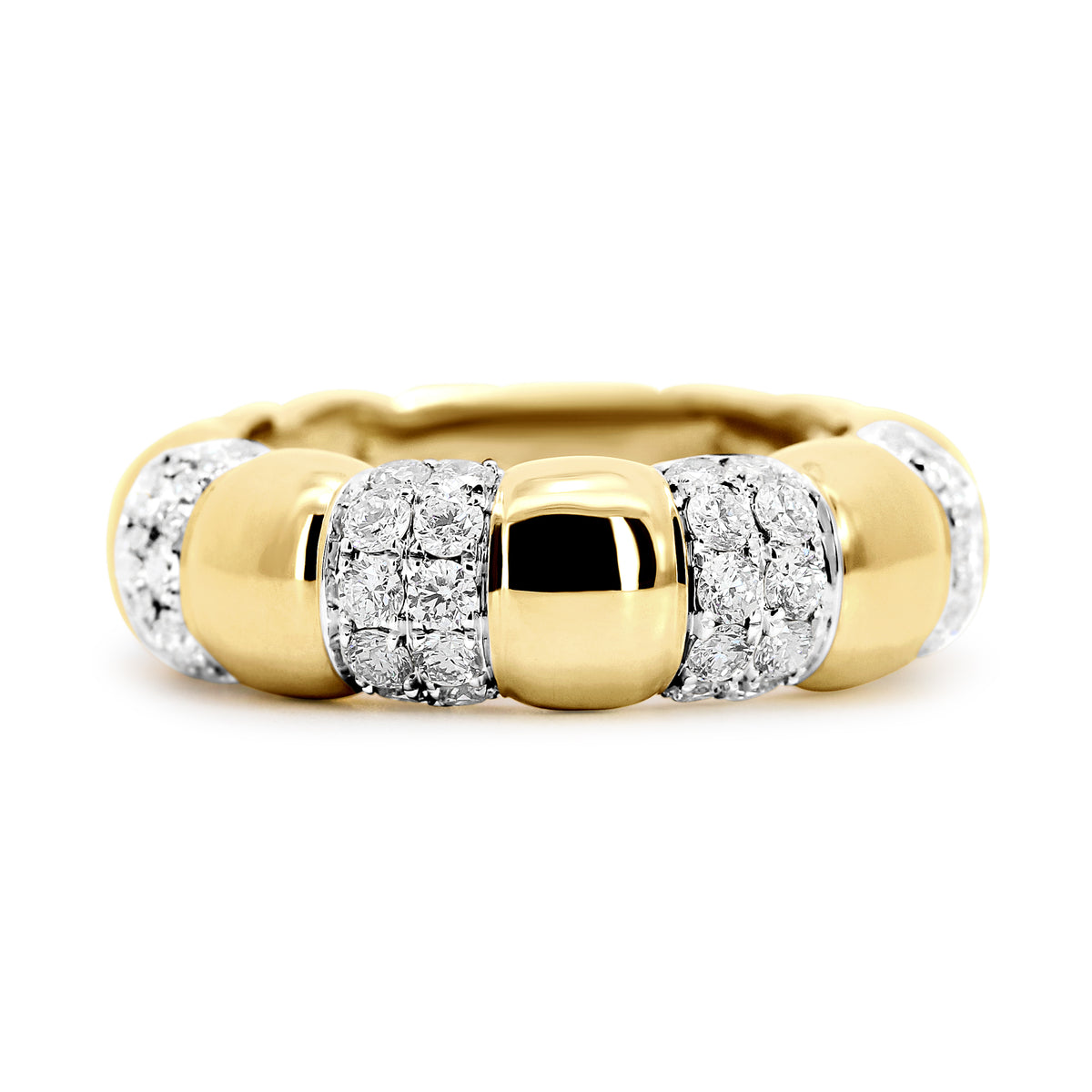 18K White & Yellow Gold Diamond Puffed Right Hand Ring
