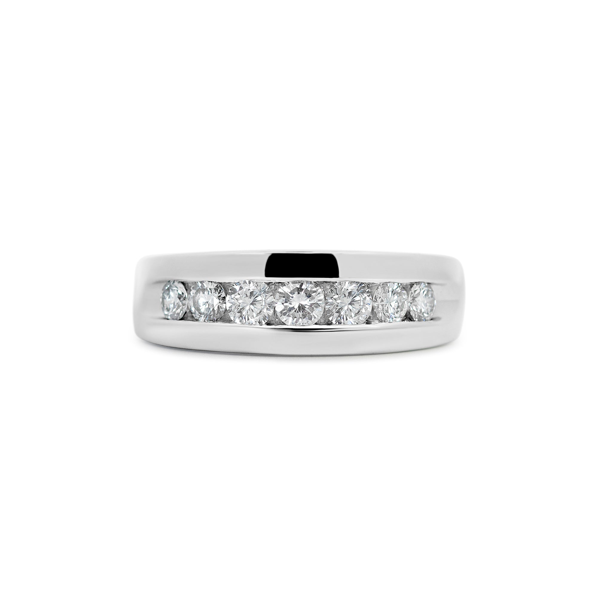 14K White Gold Men’s Channel-Set Lab Diamond Wedding Band – 0.95 Carats