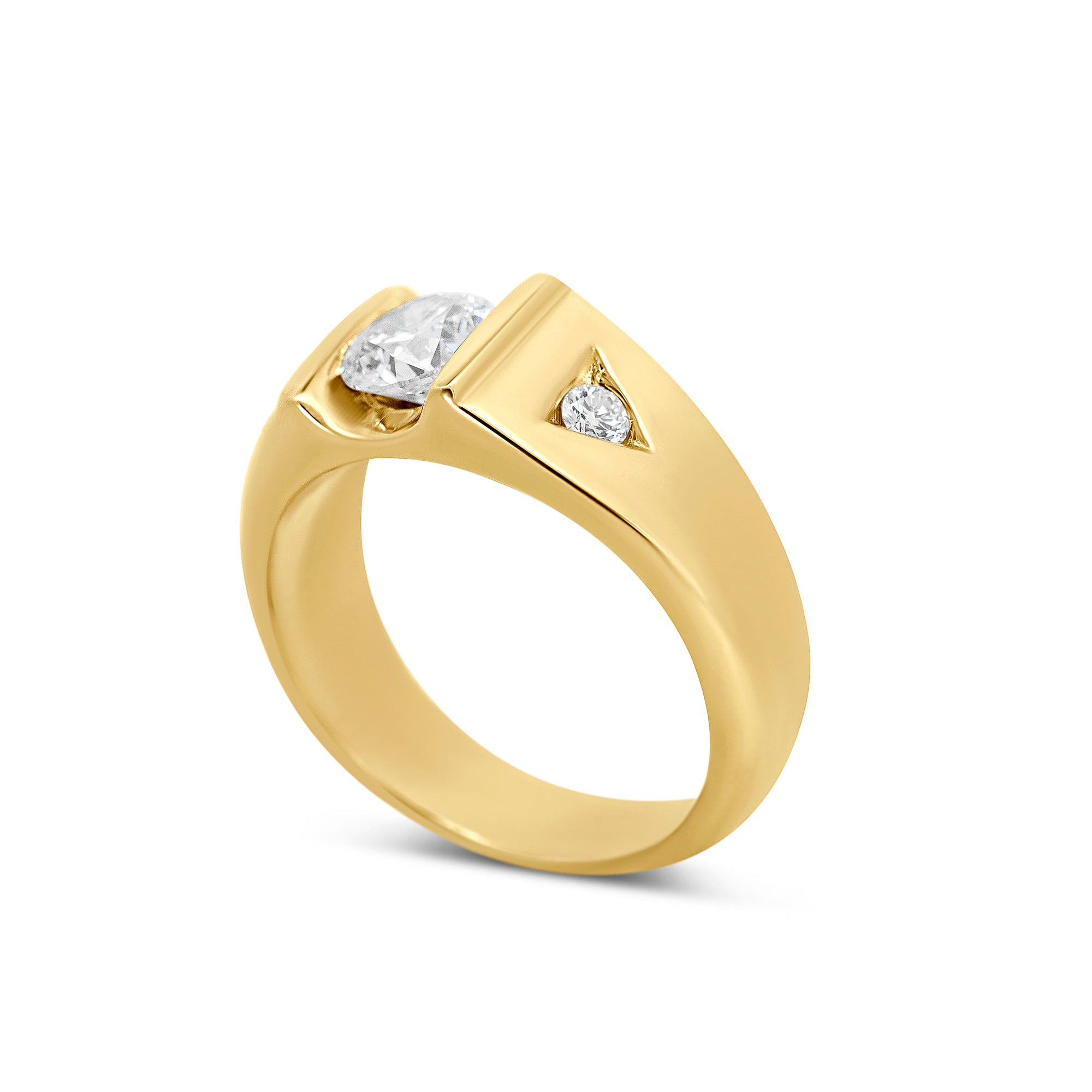 14K Yellow Gold Men’s Three-Stone Lab-Grown Diamond Wedding Band