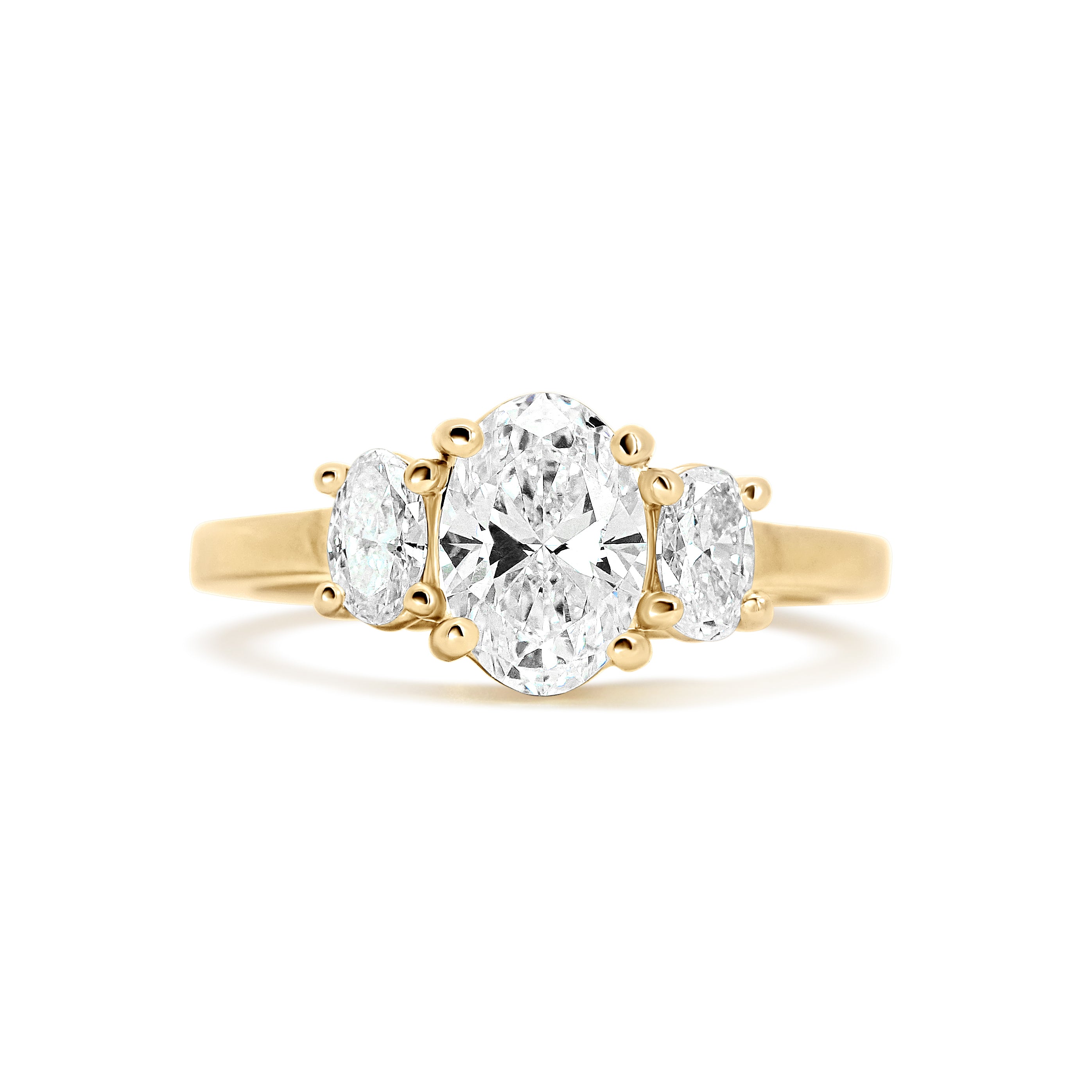 14K Oval Cut 1.30CT Lab Grown Diamond Three Stone Engagement Ring
