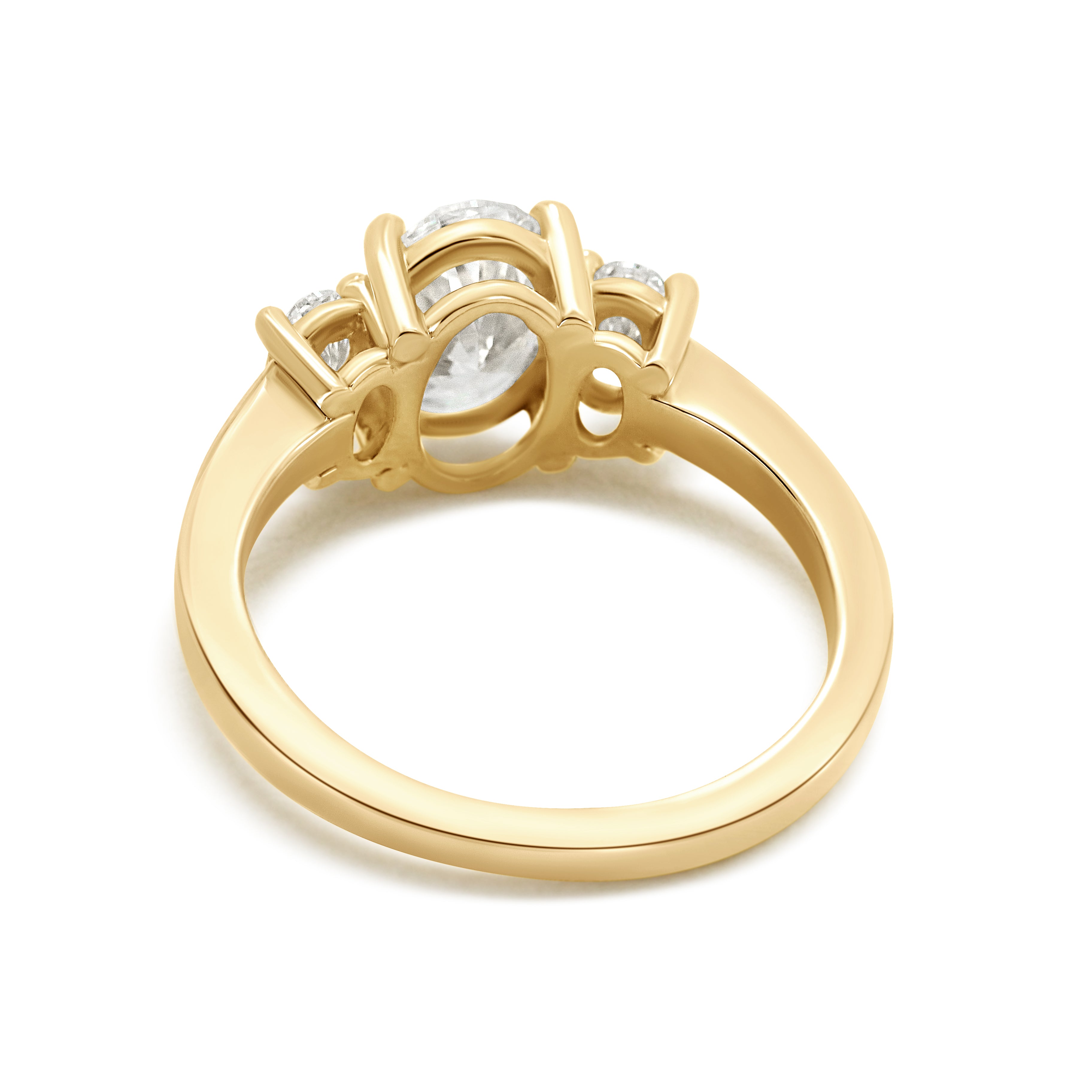 14K Oval Cut 1.30CT Lab Grown Diamond Three Stone Engagement Ring
